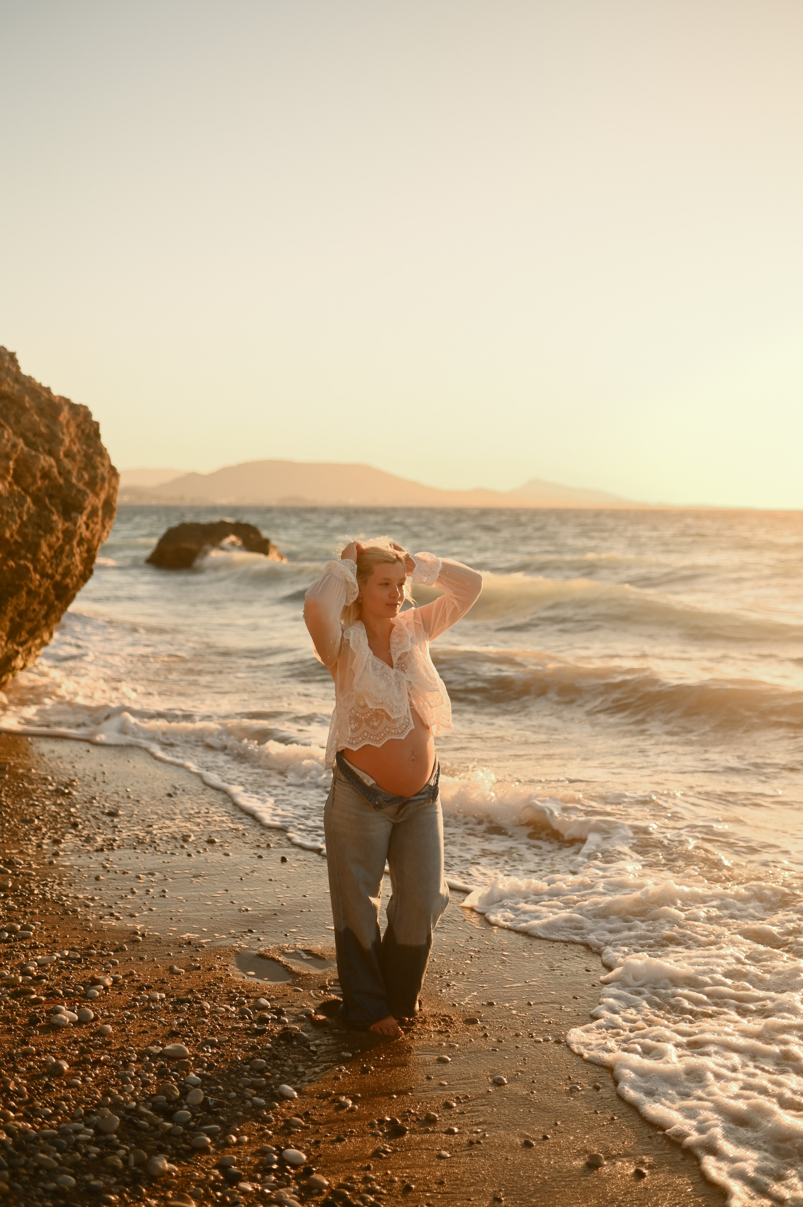 Maternity Photoshoot on the Beach in Rhodes. Photographer in Rhodes Island