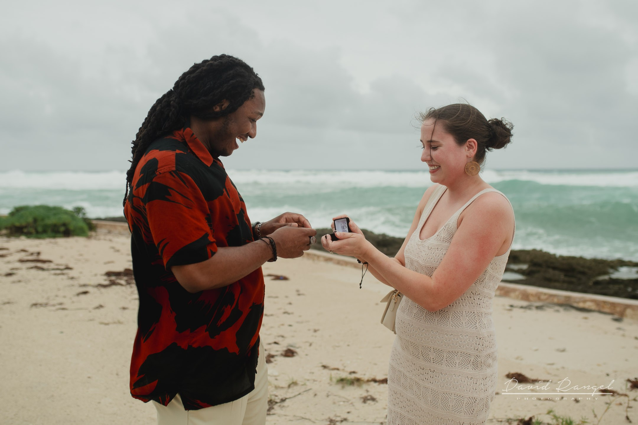 Eriah and Megan engagement session at the Hotel Conrad Tulum. Destination wedding photographer based in Cancun and Riviera Maya with service worldwide