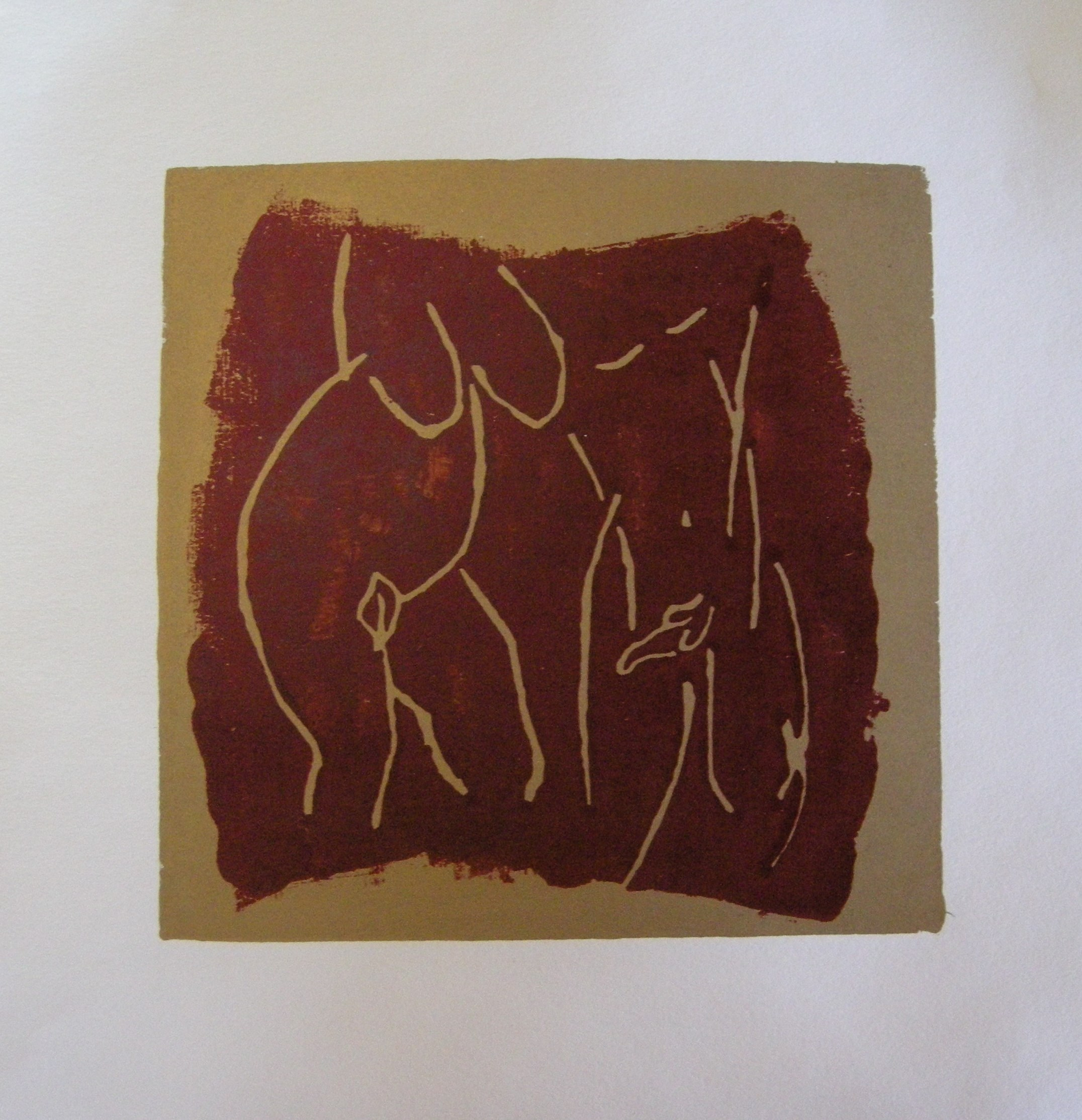 Akt rot-gold 2025 - 20x20 auf Papier 30x30