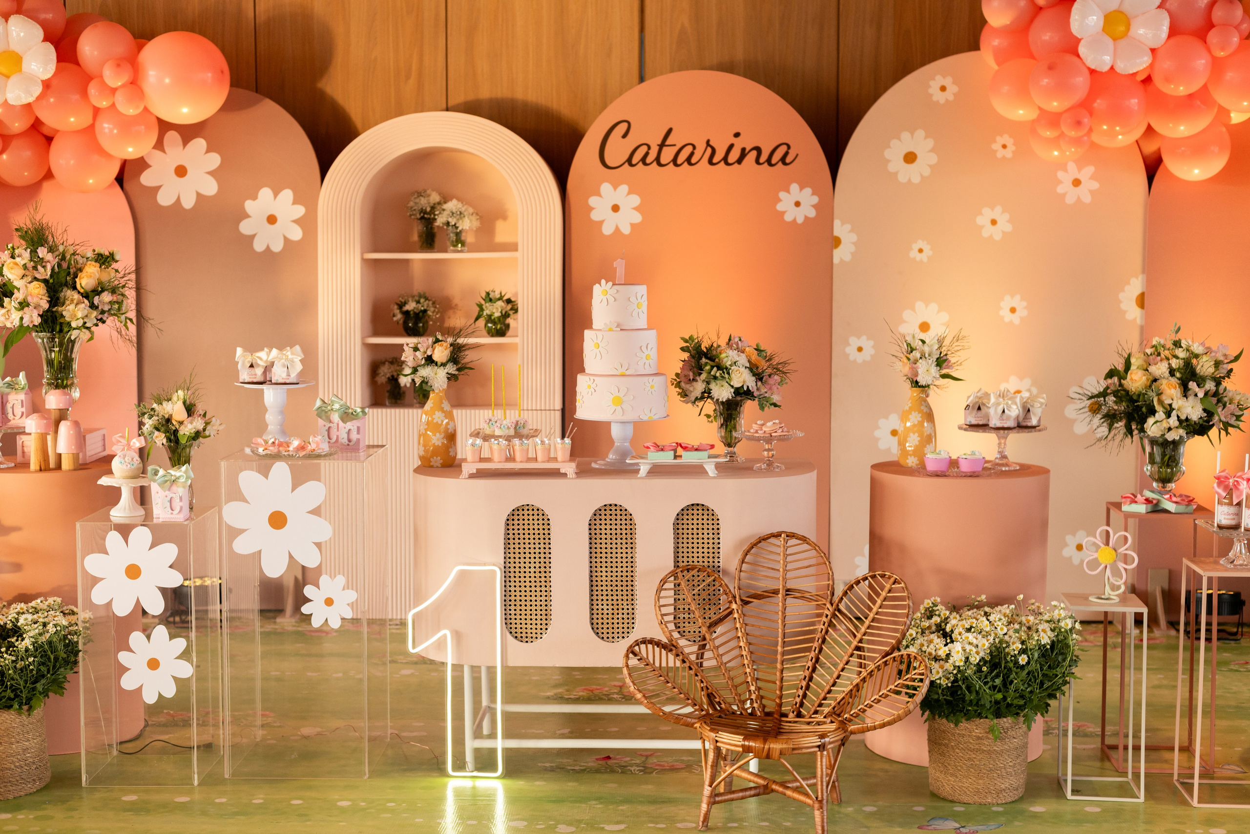 Aniversário infantil flores, em Palhoça, Santa Catarina.