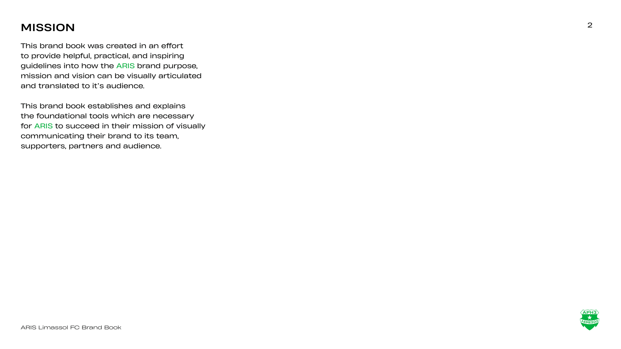 [Brand Book Designer, Identity Shaping] — Football Club — Aris. Tim Katerinko — Visual Storytelling for Brands, Culture & Events