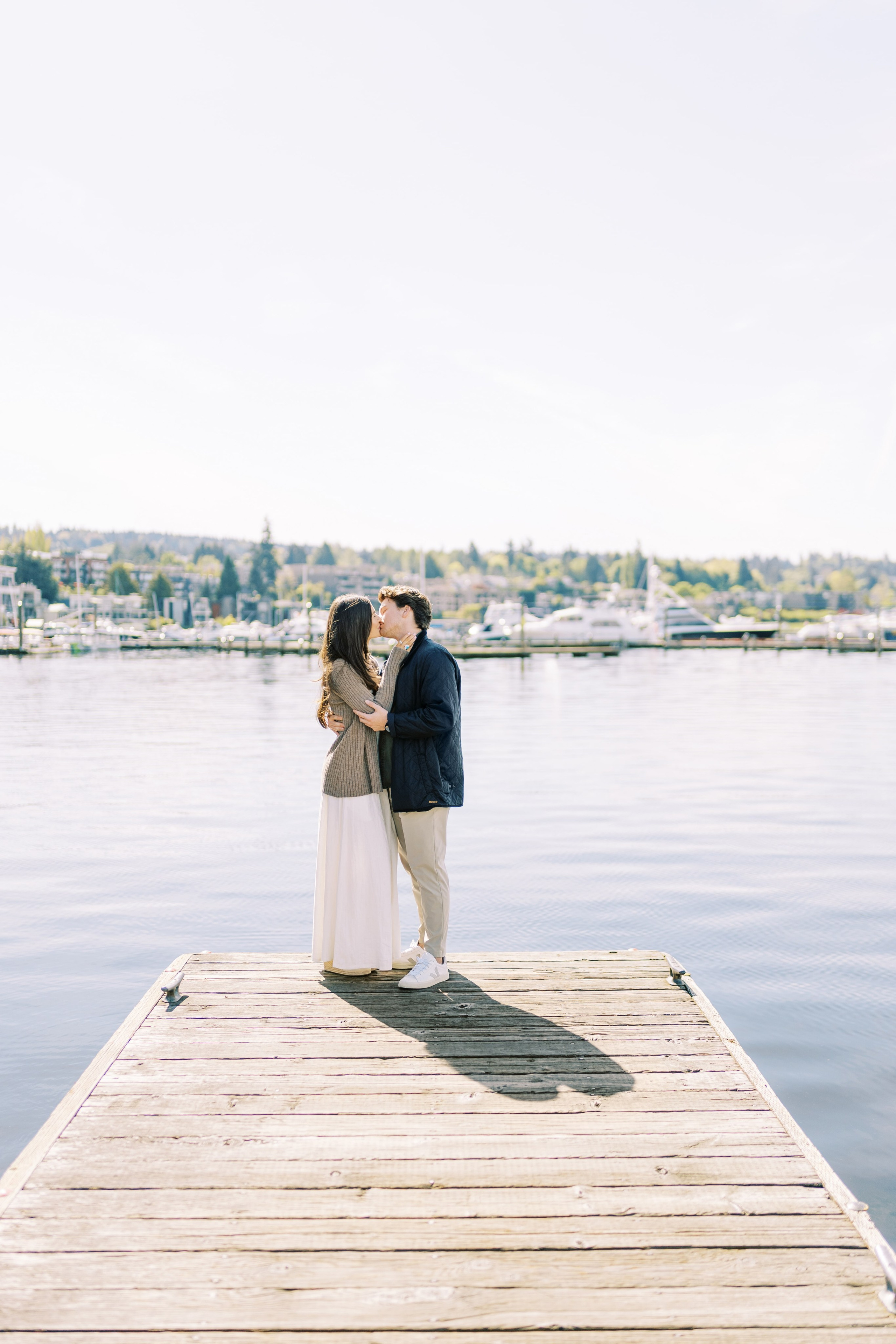 Engagement photo shoot Jake & Caroline / May 2024. Marina Park|Kirkland, WA. EVAN ARISTOV WEDDING PHOTOGRAPHY — Seattle Wedding Photographer