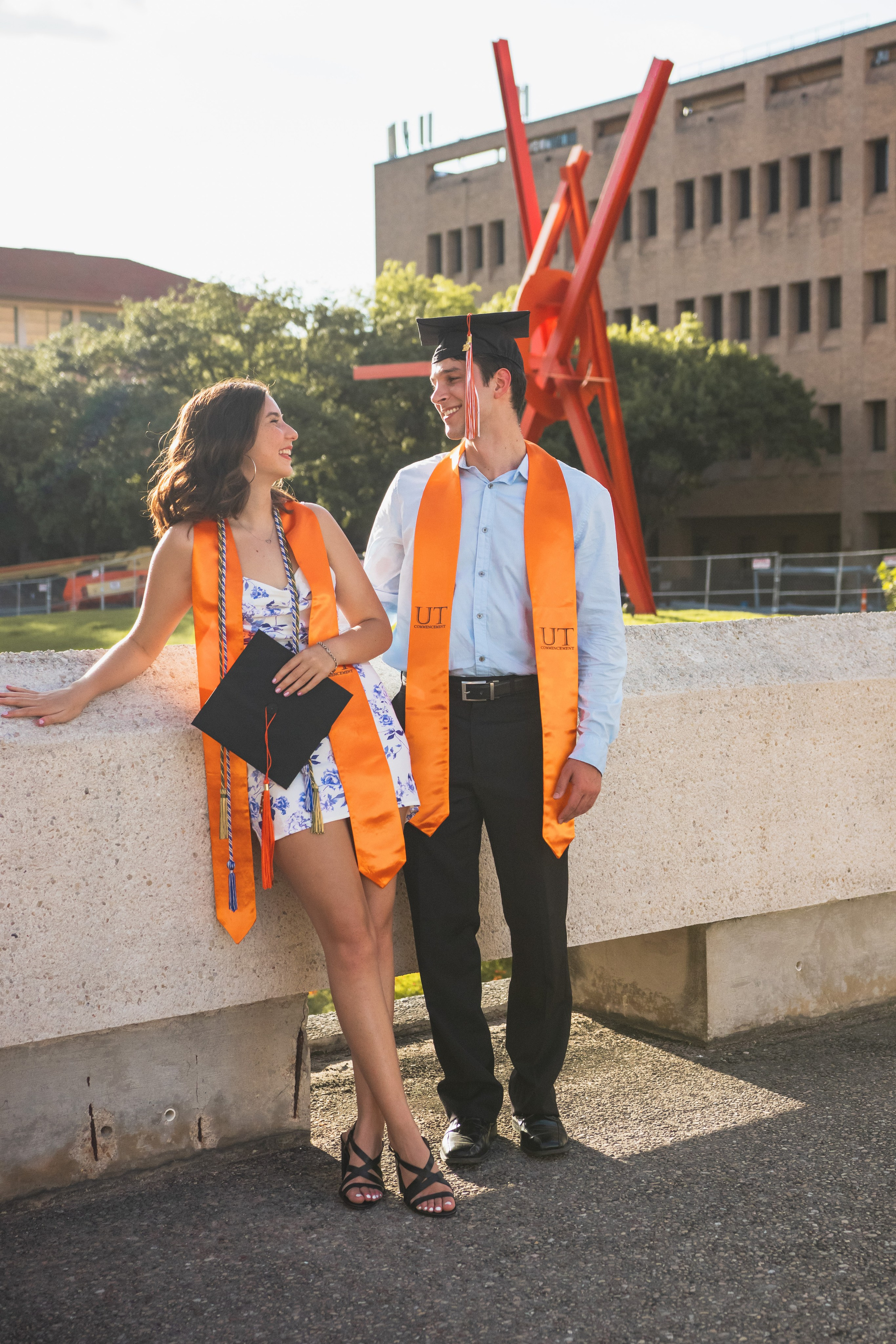 Group senior photoshoot at the University of Texas Austin