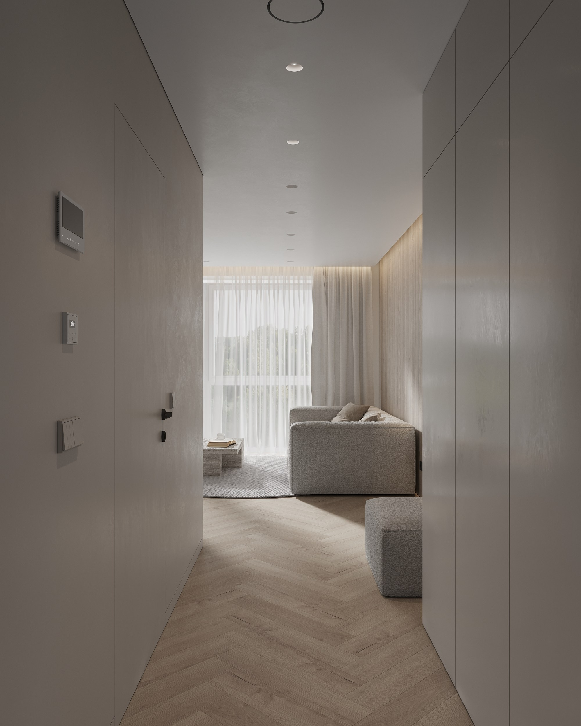 Story of Wood and Travertine. Simple Archs — high quality visualizations for your interior projects