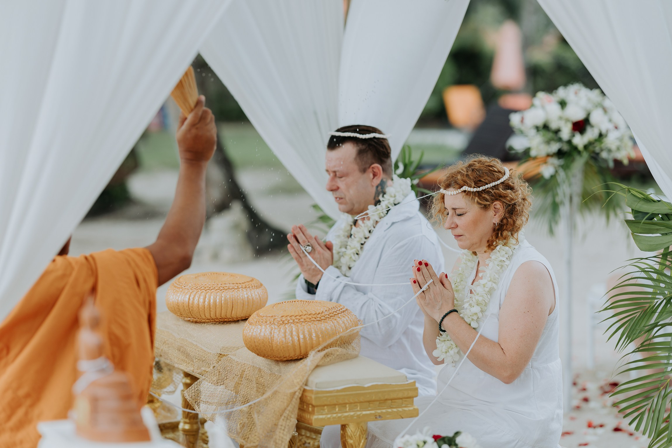 Simone & Matthias Peter. Buddhist blessing wedding Ceremony on Koh Samui, Thailand