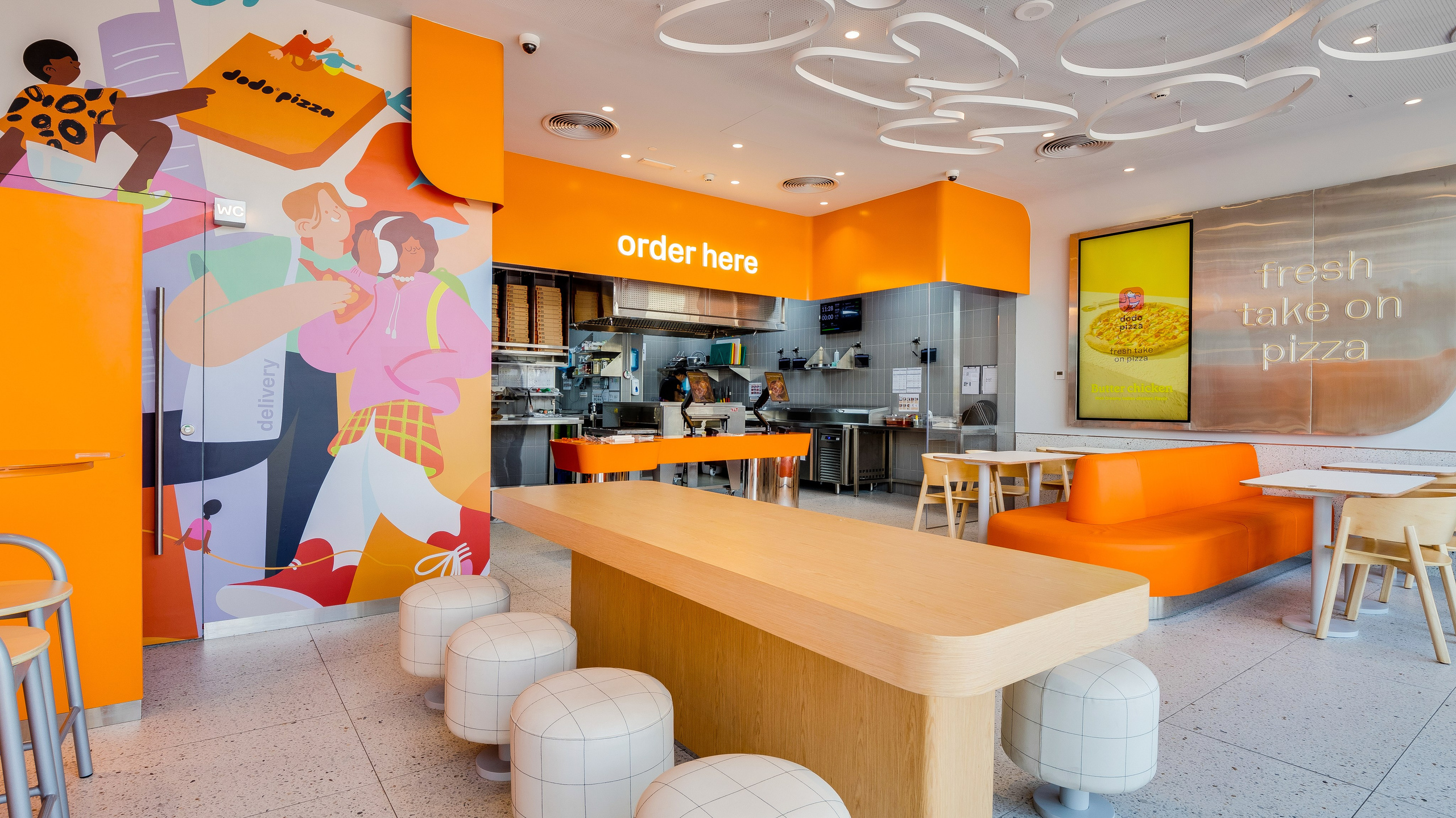 Commercial Interior Photography — Dodo Pizza Café in Dubai. Hotel Photographer in Dubai — Interiors & Commercial by Oleg Novikov