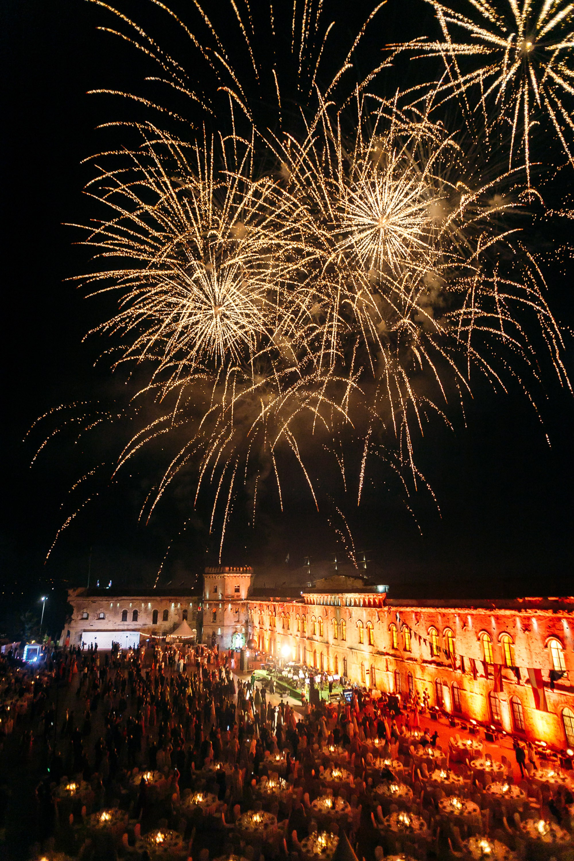 Fireworks lighting up the sky over city event