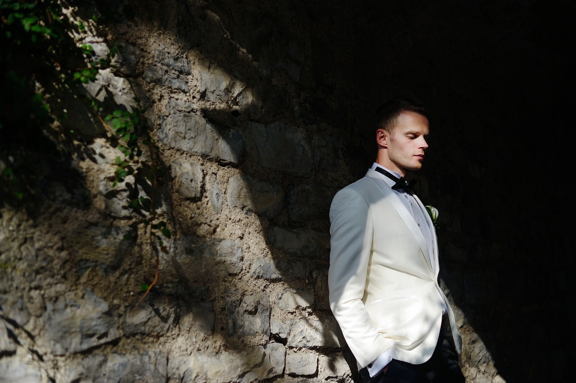 Groom getting ready destination wedding Lake Como Italy