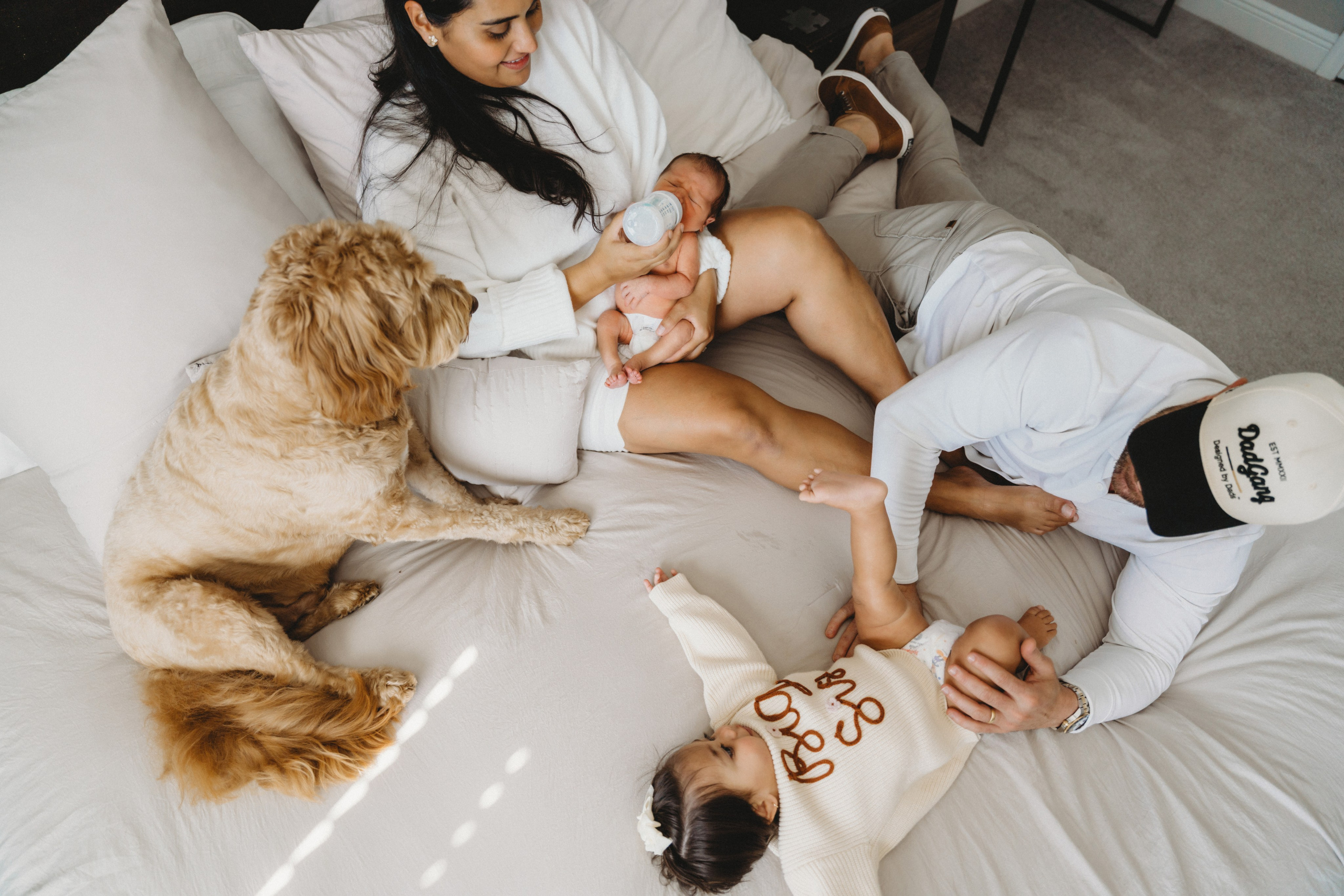 Picture of family on the bed