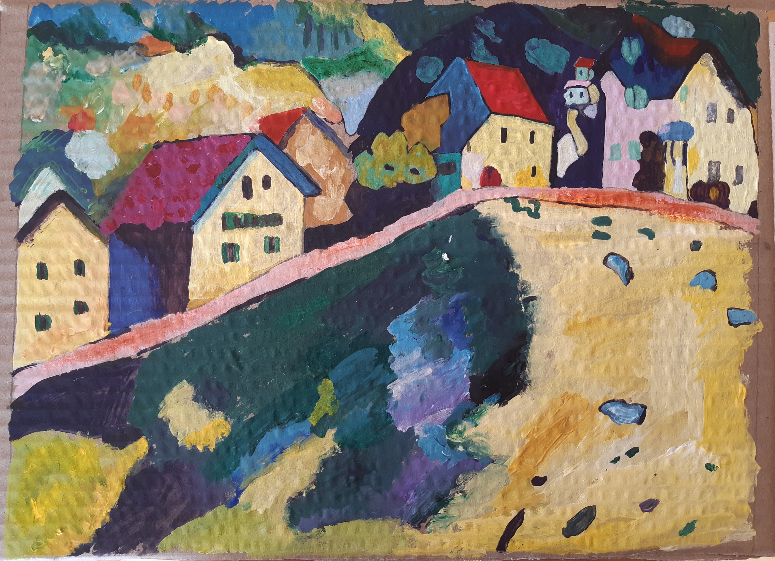Kandinsky  - Oil pastel on cardboard 