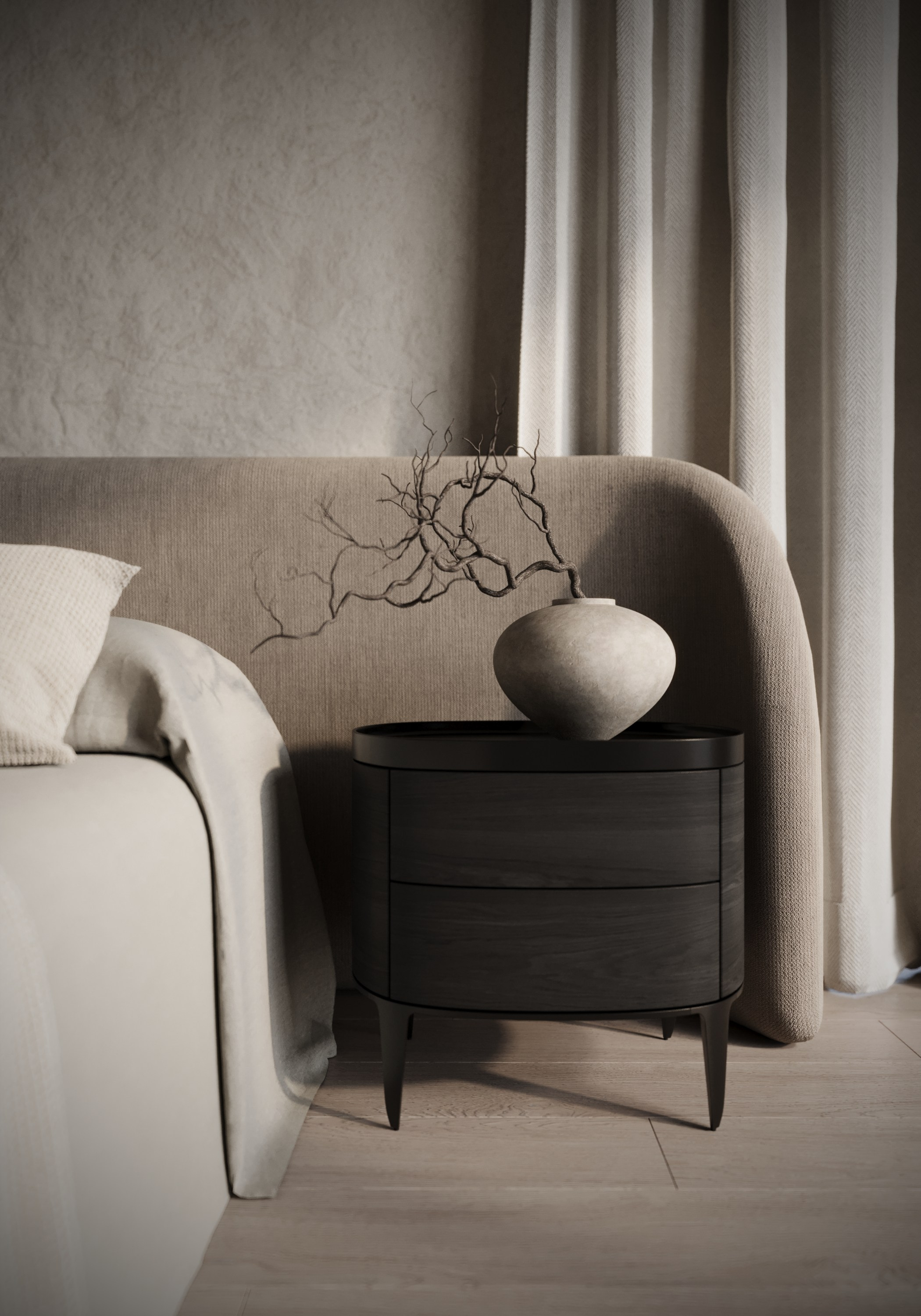 Bedroom in London / Personal project. Interior designer / visualizer Lisa Oputina