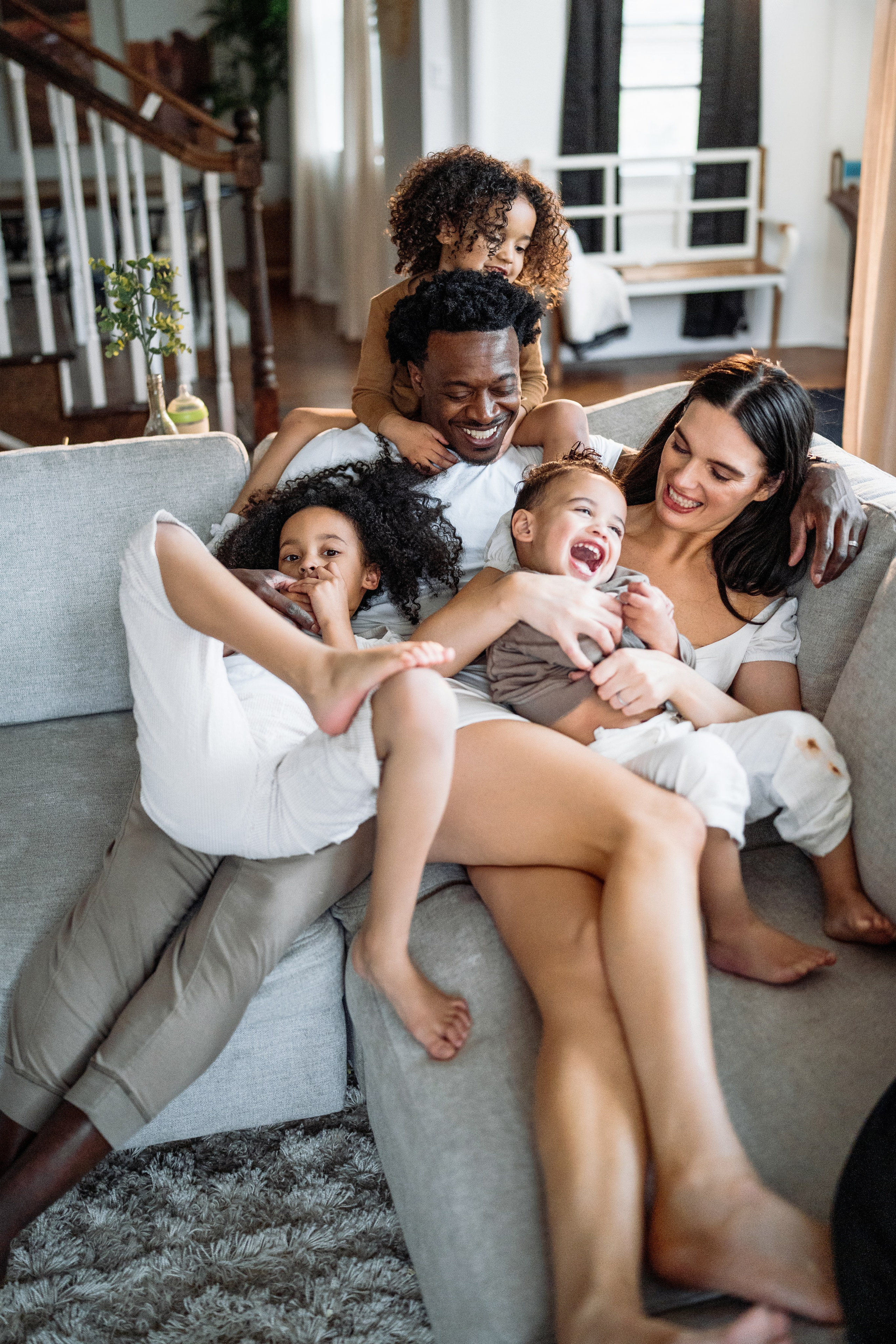 Stephanie, Lamar and kids at home. Wedding and family photographer and videographer PA, NJ, NY, DE, MD