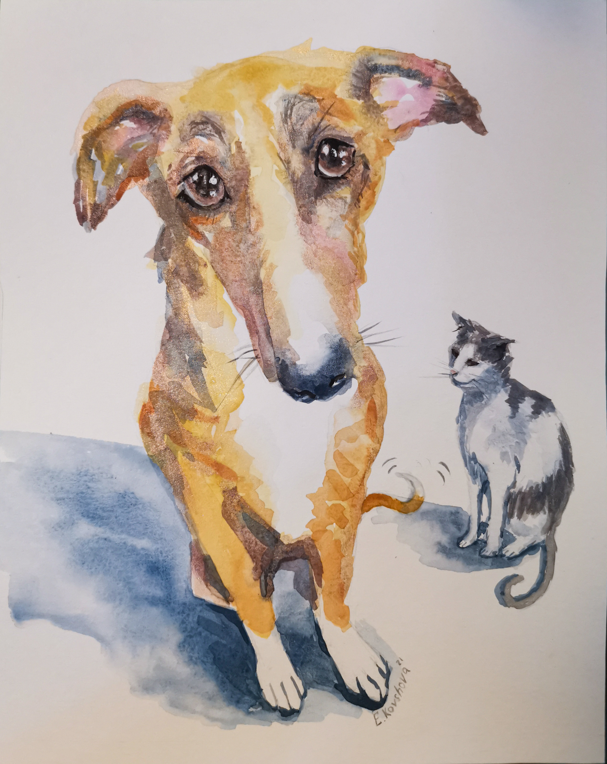 "Best Friends." 2021. Watercolor, paper.  Dubai. UAE. Private collection