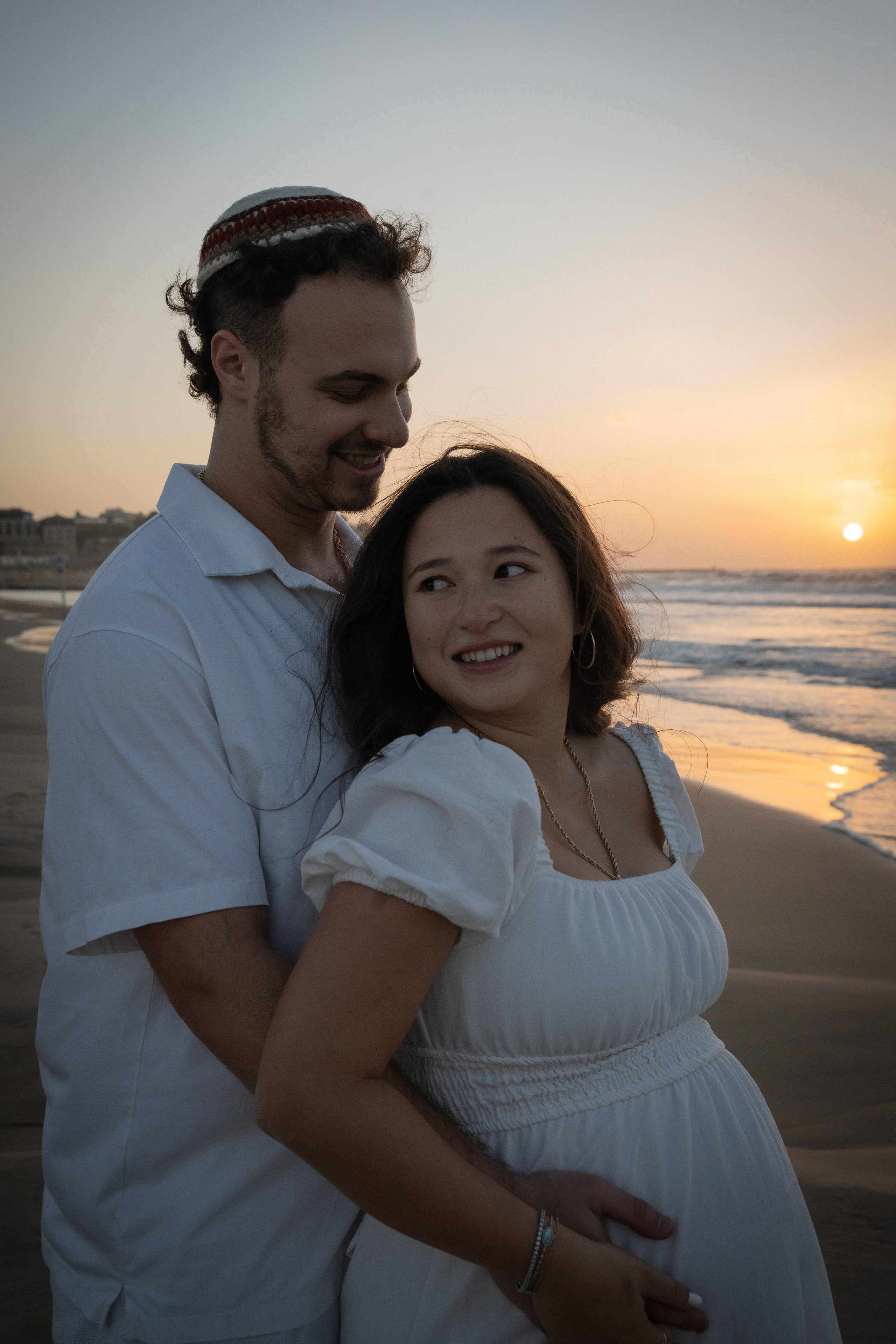 Naomi & Surli, Jaffa Beach, December 2025. Divign By Tehilah — Meaningful Graphic Design & Photography