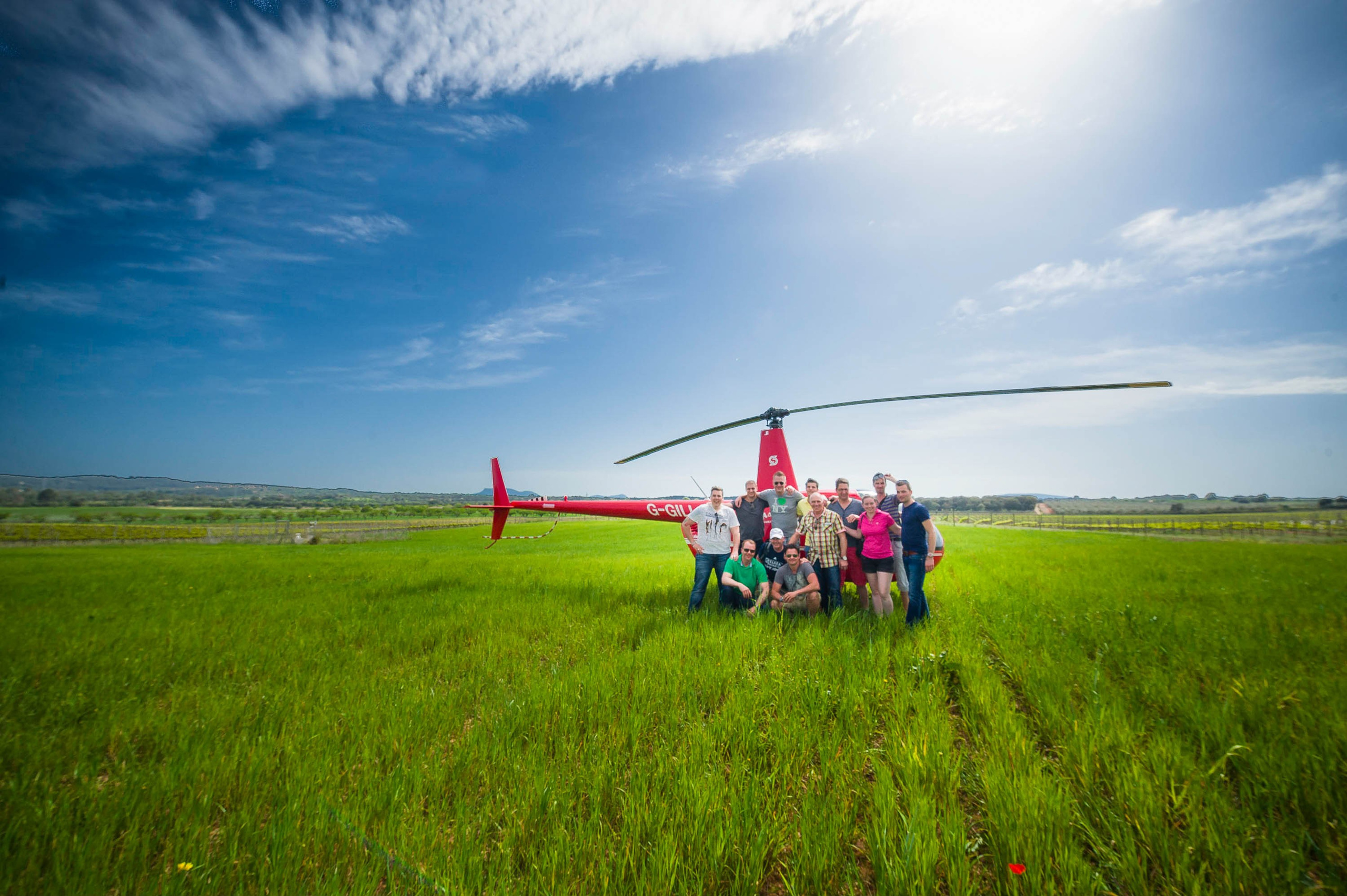 High end corporate event, flying a helicopter to a Wine vineyard