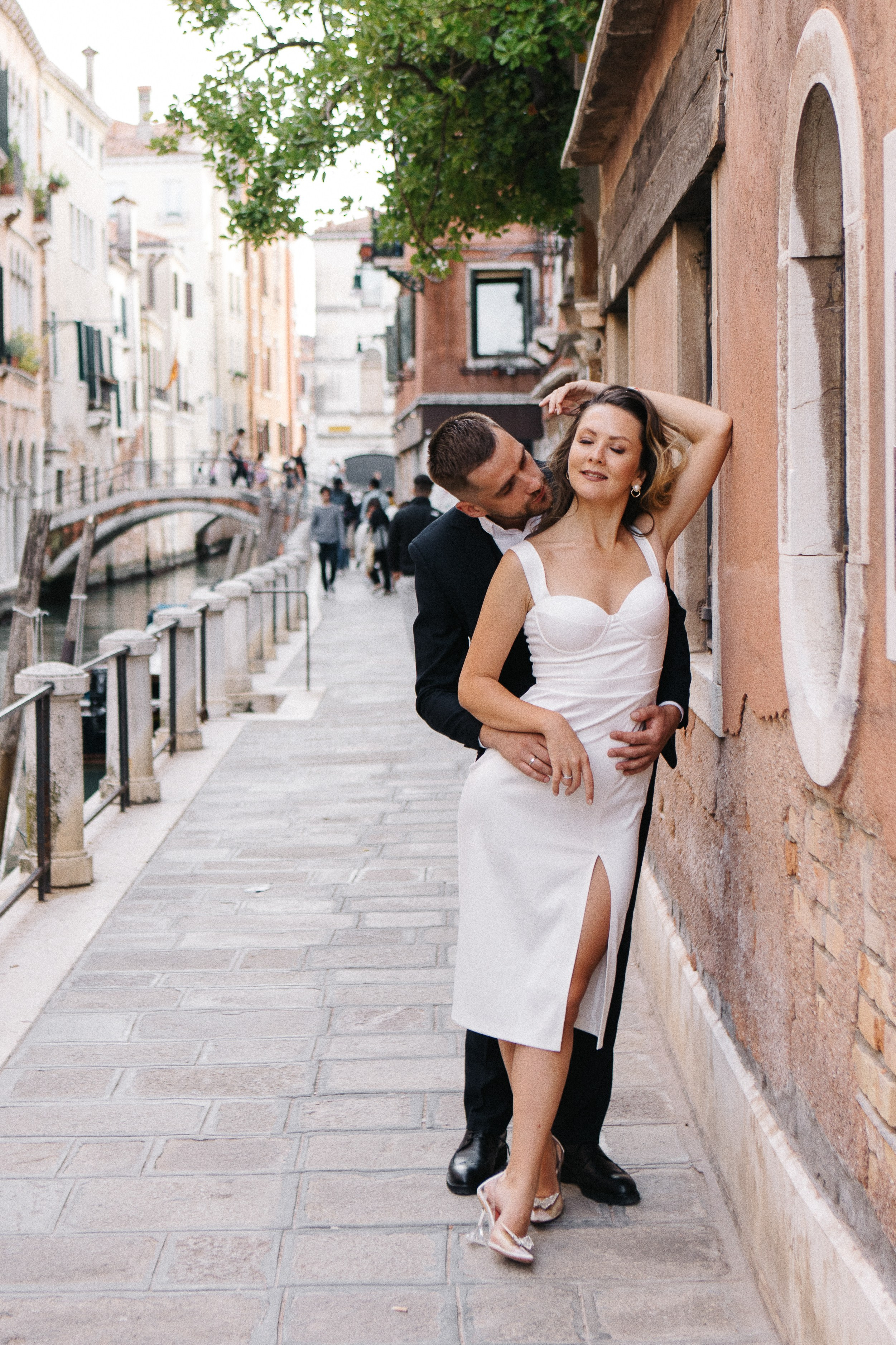 Love story in night Venice