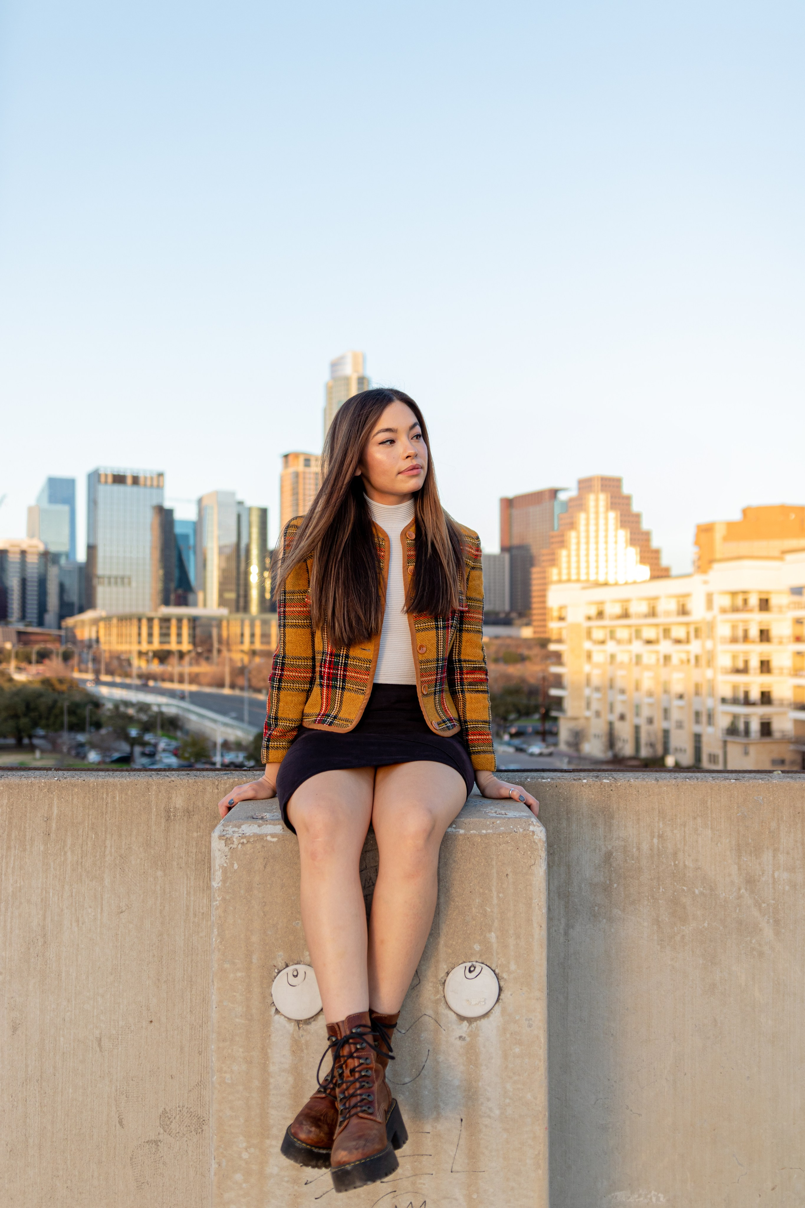 Anna’s photoshoot on a rooftop in downtown Austin