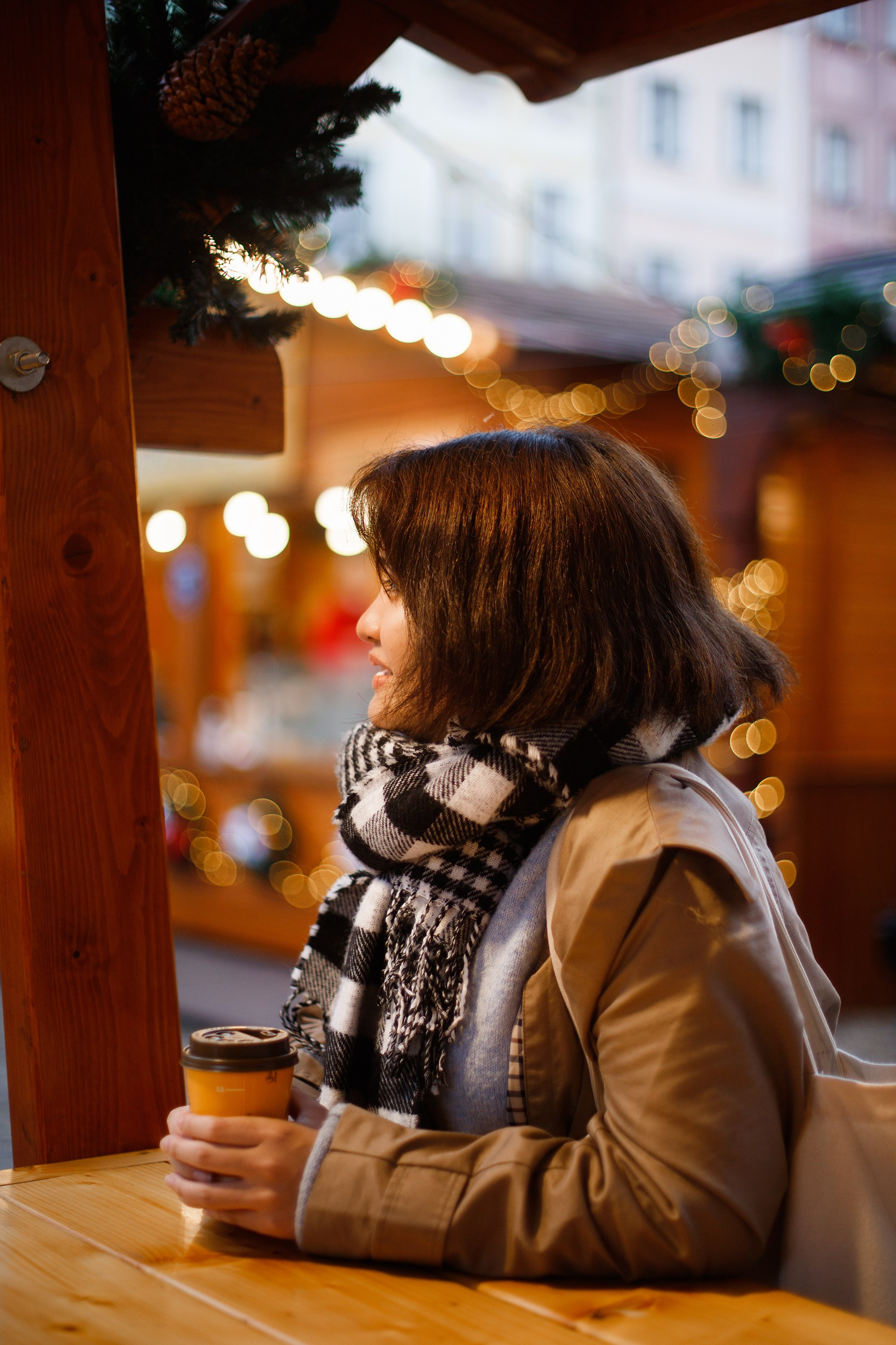 Misaki at christmas market. Kaja | fotograf psów we Wrocławiu