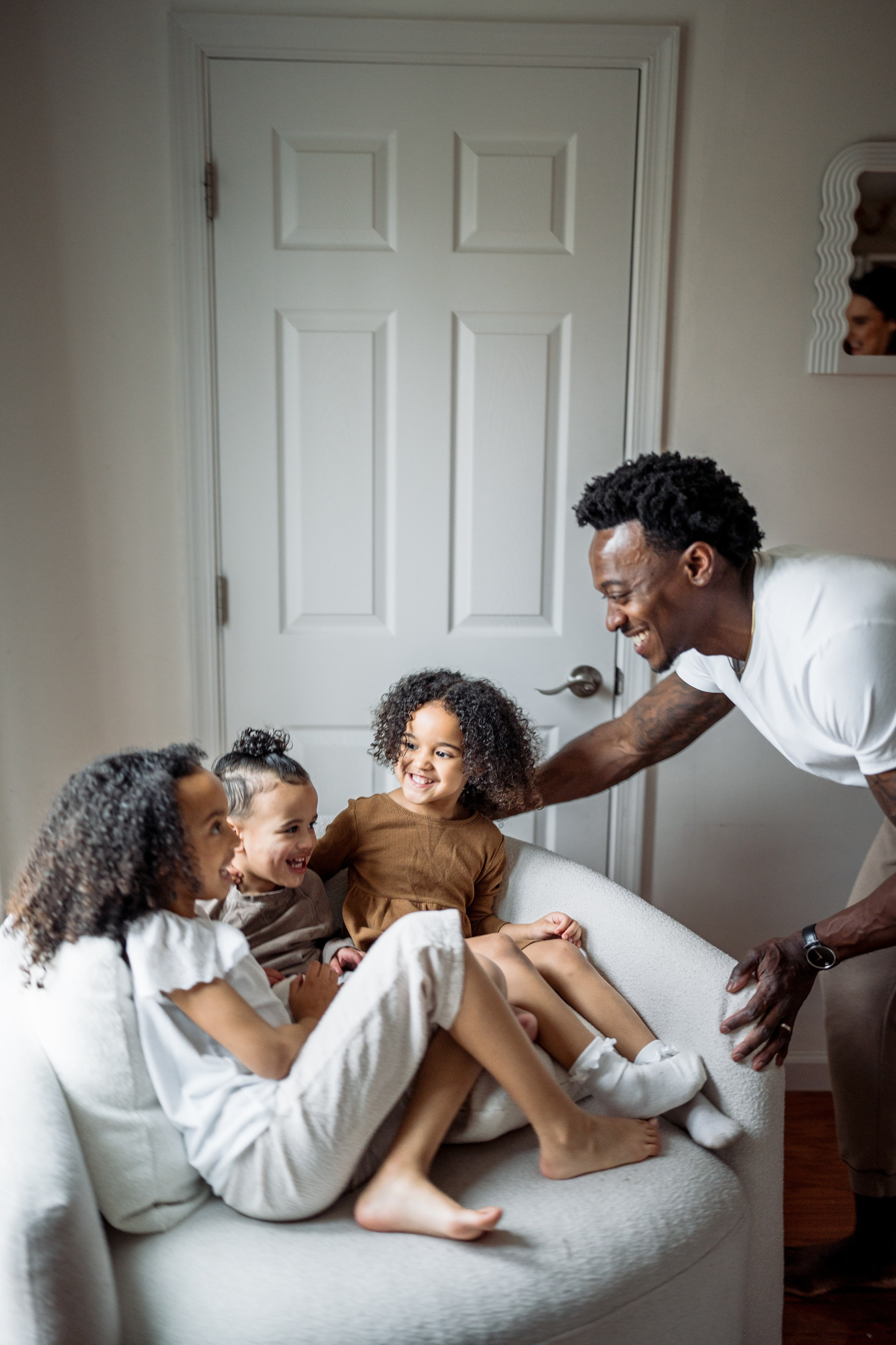Stephanie, Lamar and kids at home. Wedding and family photographer and videographer PA, NJ, NY, DE, MD