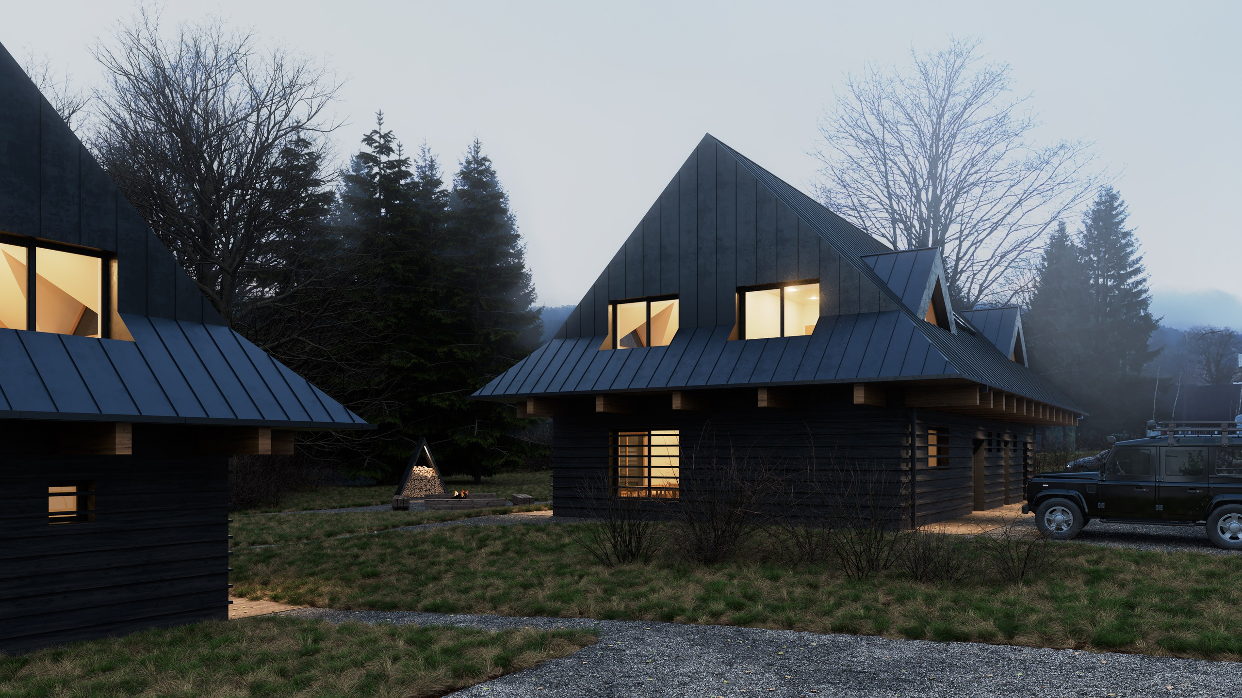 TŘÍ REKREAČNÍ CHATY. Filipenka architects