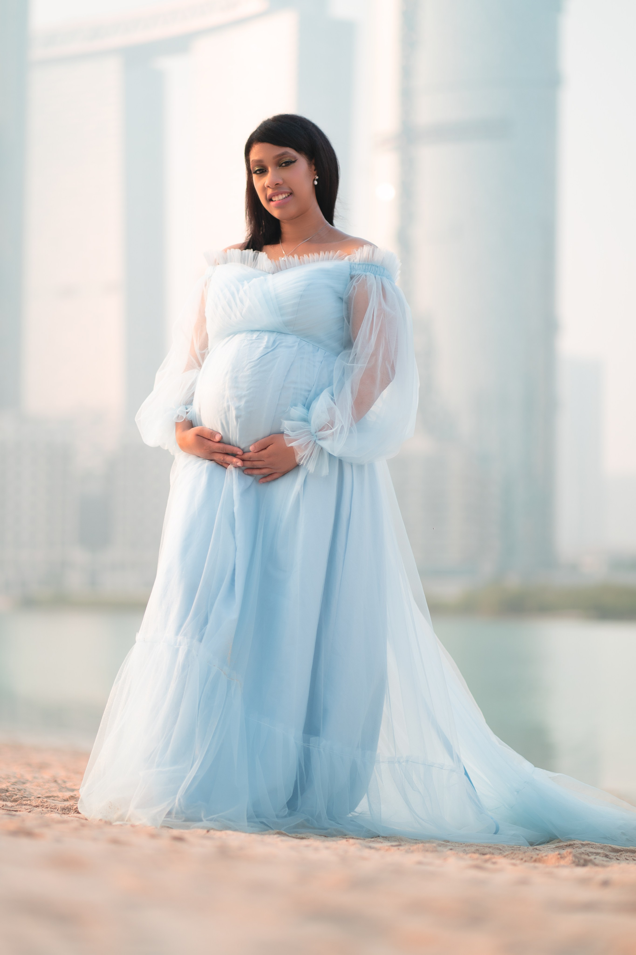 Individual maternity and family photography. Pregnant girl. Photo shooting in the UAE