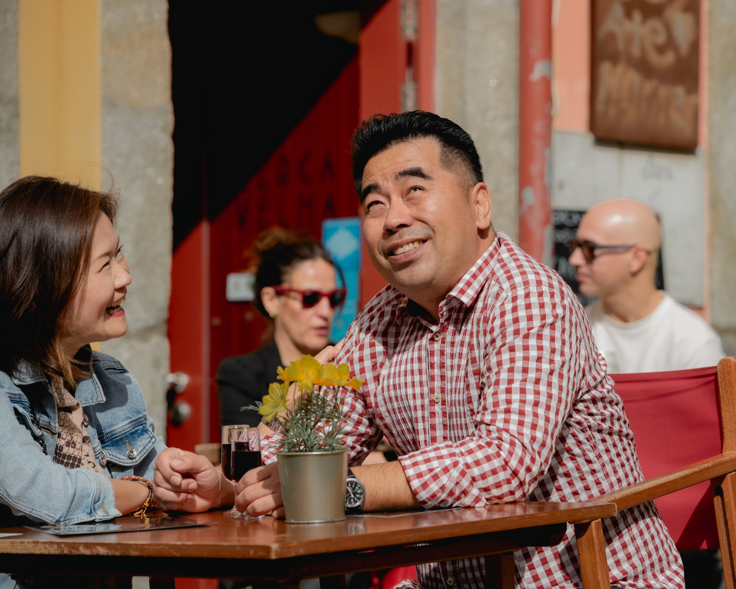 YOKE and ALFRED. Walking in Porto after the rain. Anastasiia Antoniuk portrait, family and couple photographer, Portugal