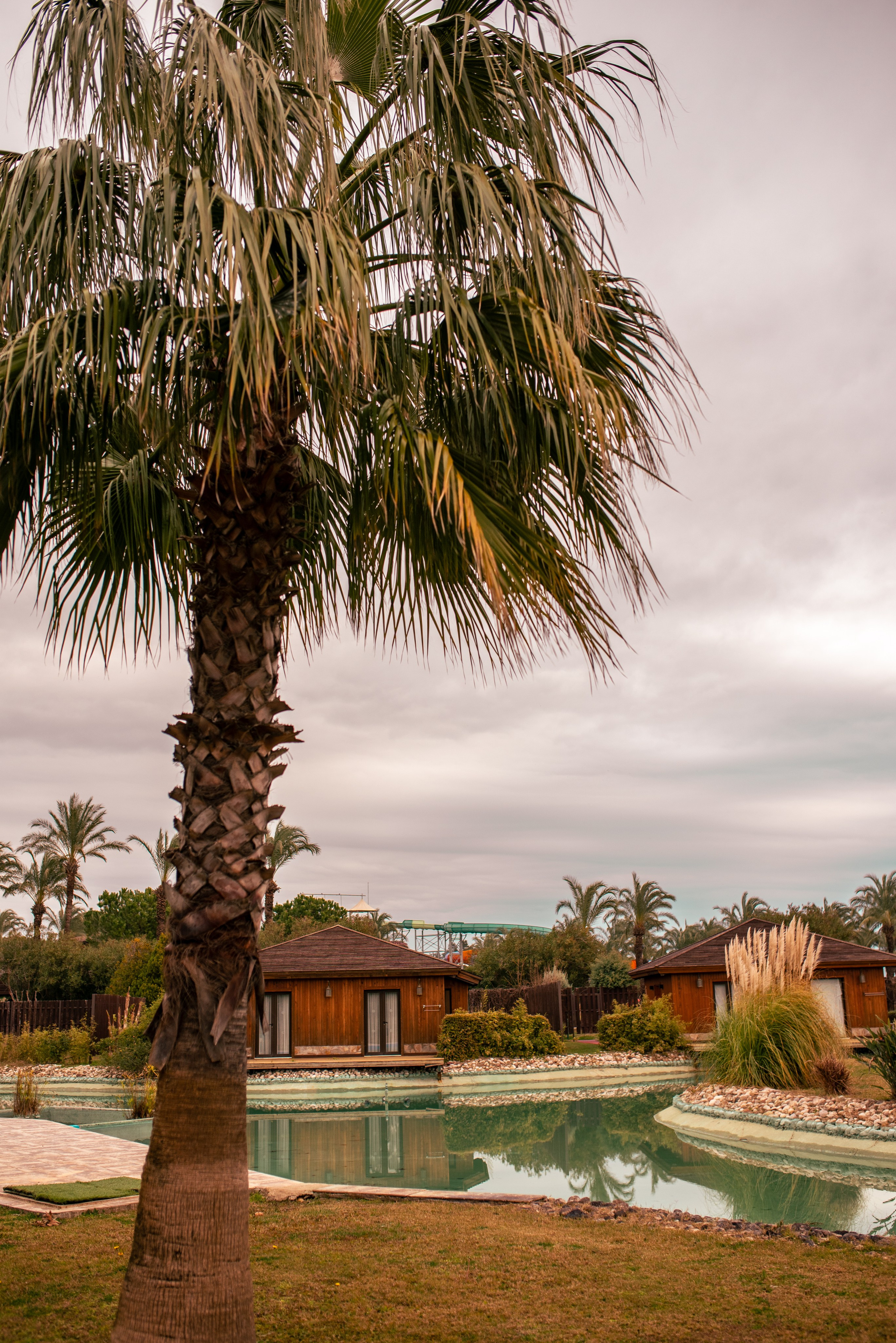 Swimming pool next to a villa in IC Hotels chain in Antalya, photographed by a professional hotel photographer.