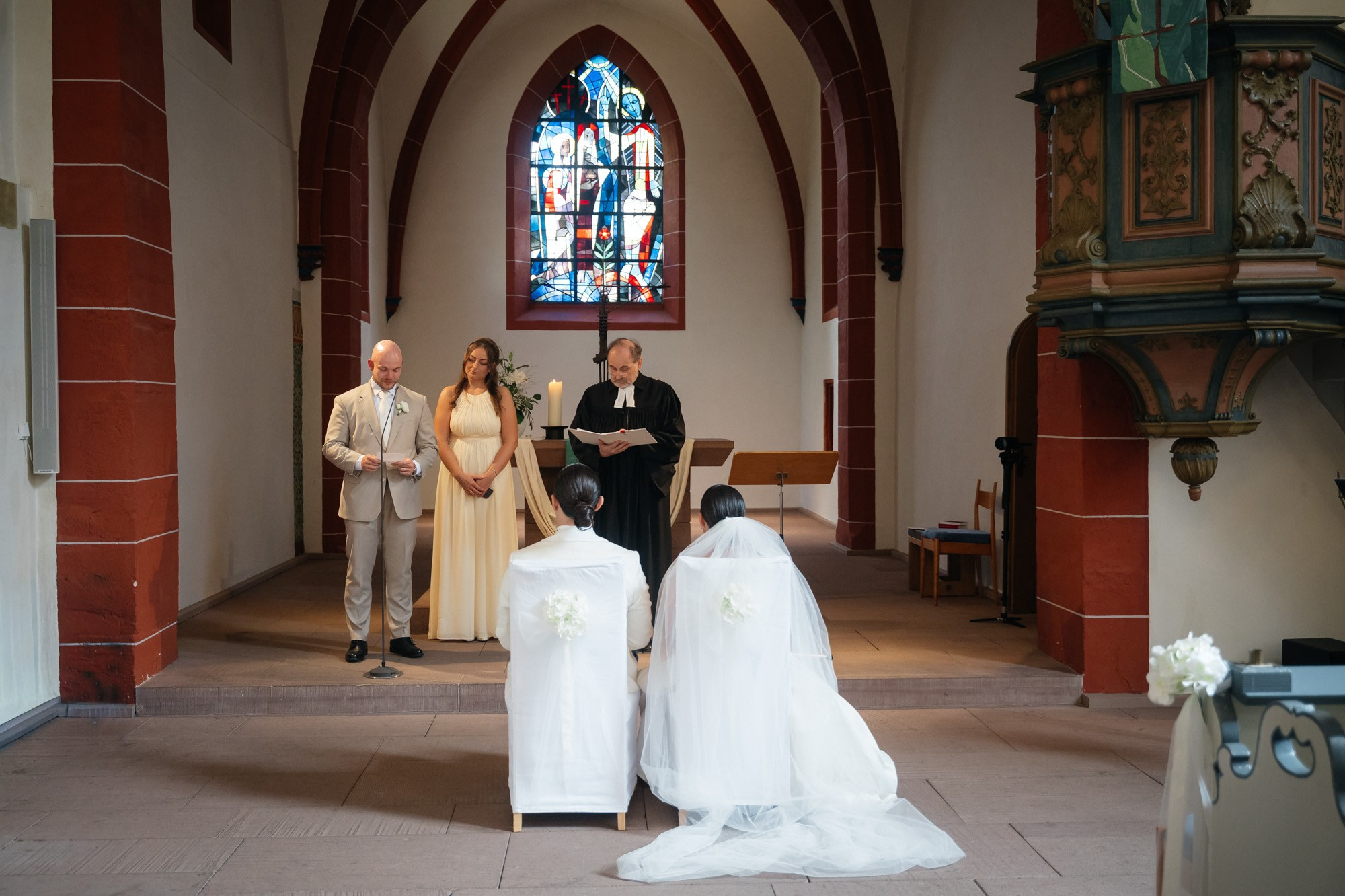 Couple at the altar during the church ceremony