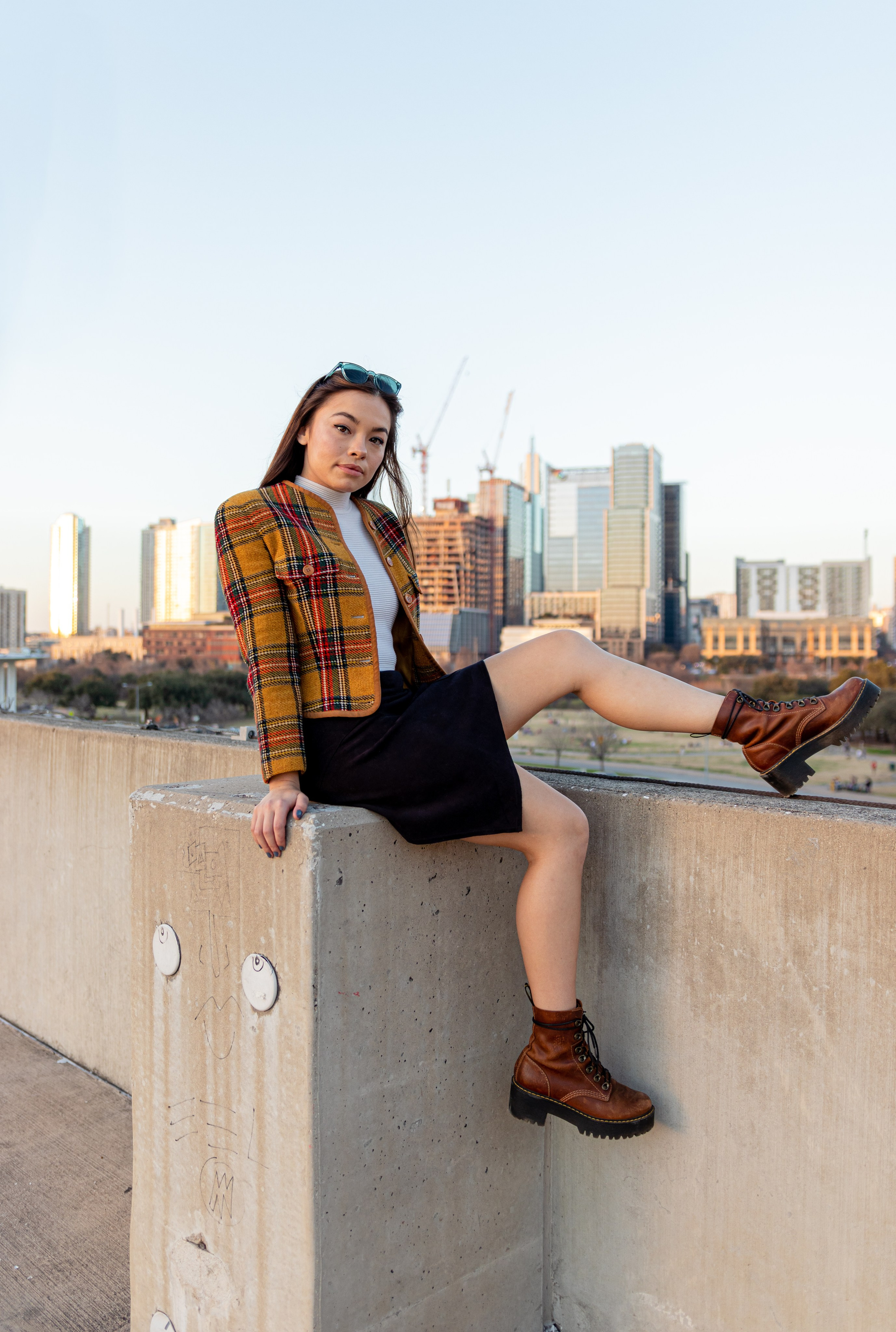 Anna’s photoshoot on a rooftop in downtown Austin