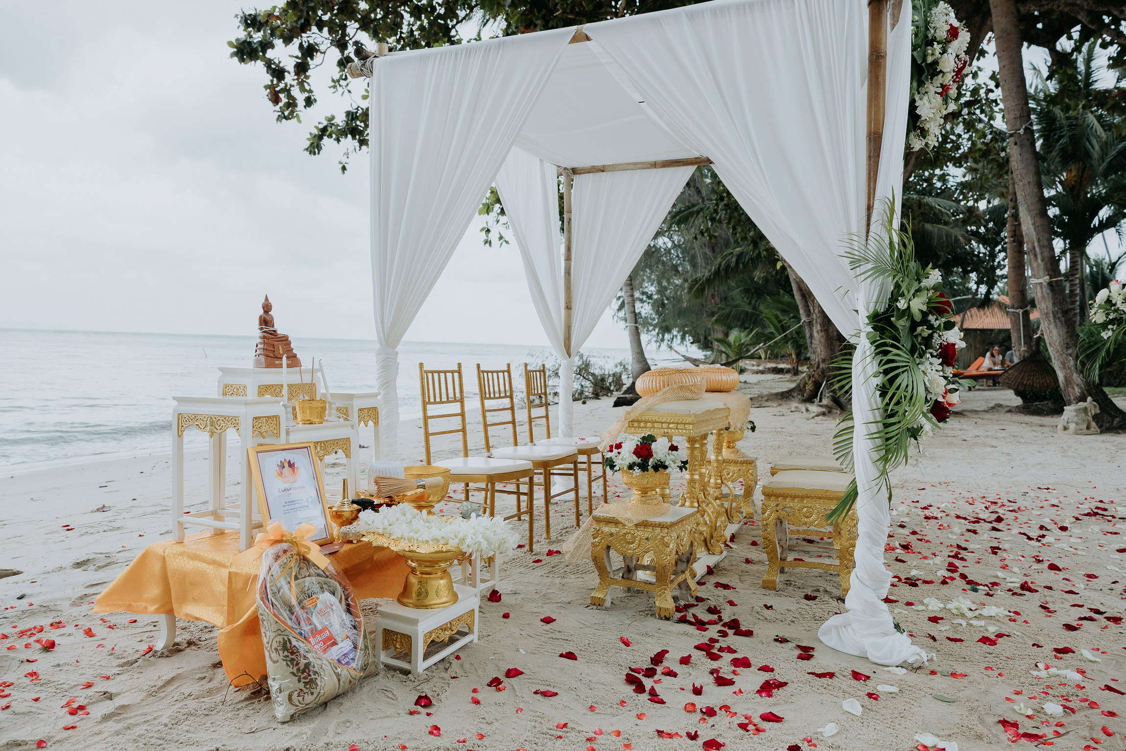 Simone & Matthias Peter. Buddhist blessing wedding Ceremony on Koh Samui, Thailand