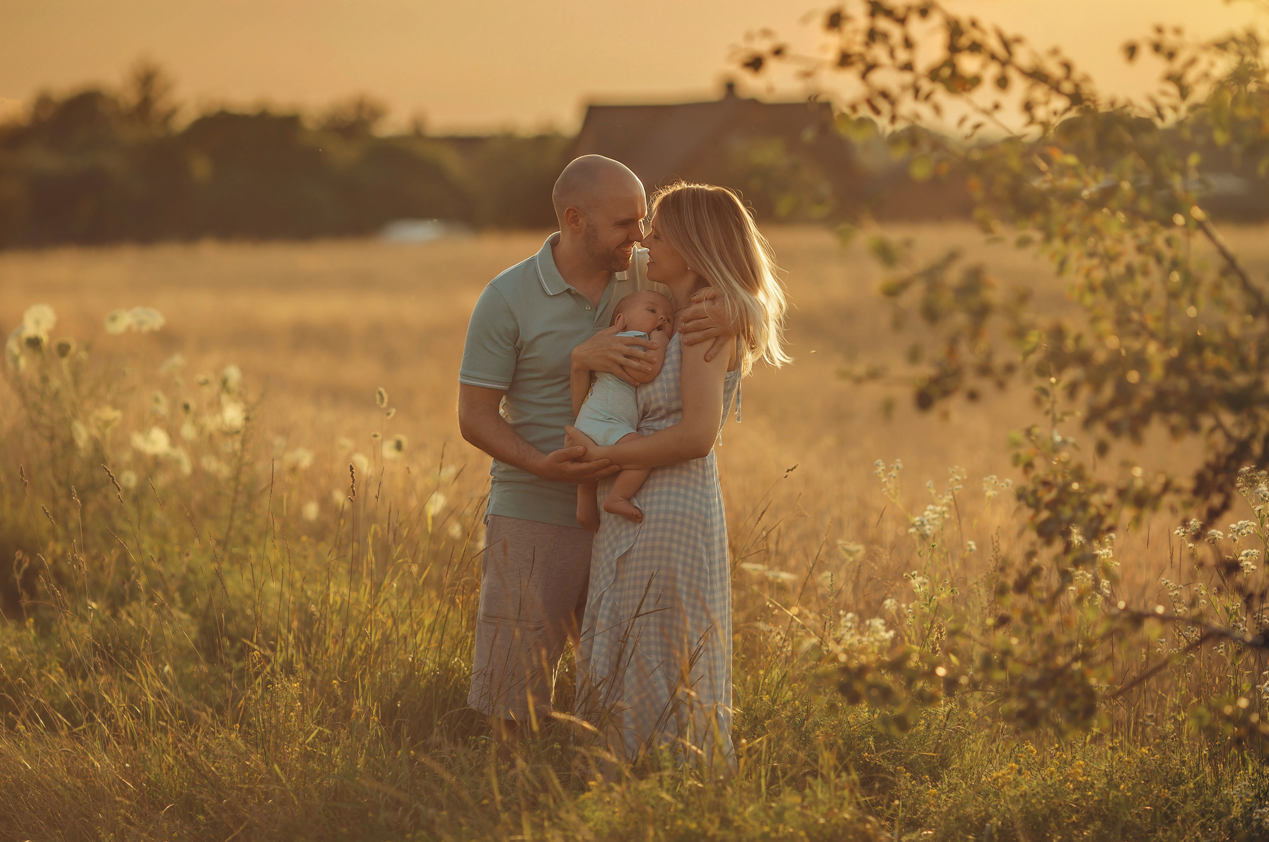 Sunset in the field. Family photographer in Vilnuis Svetlana Naumova