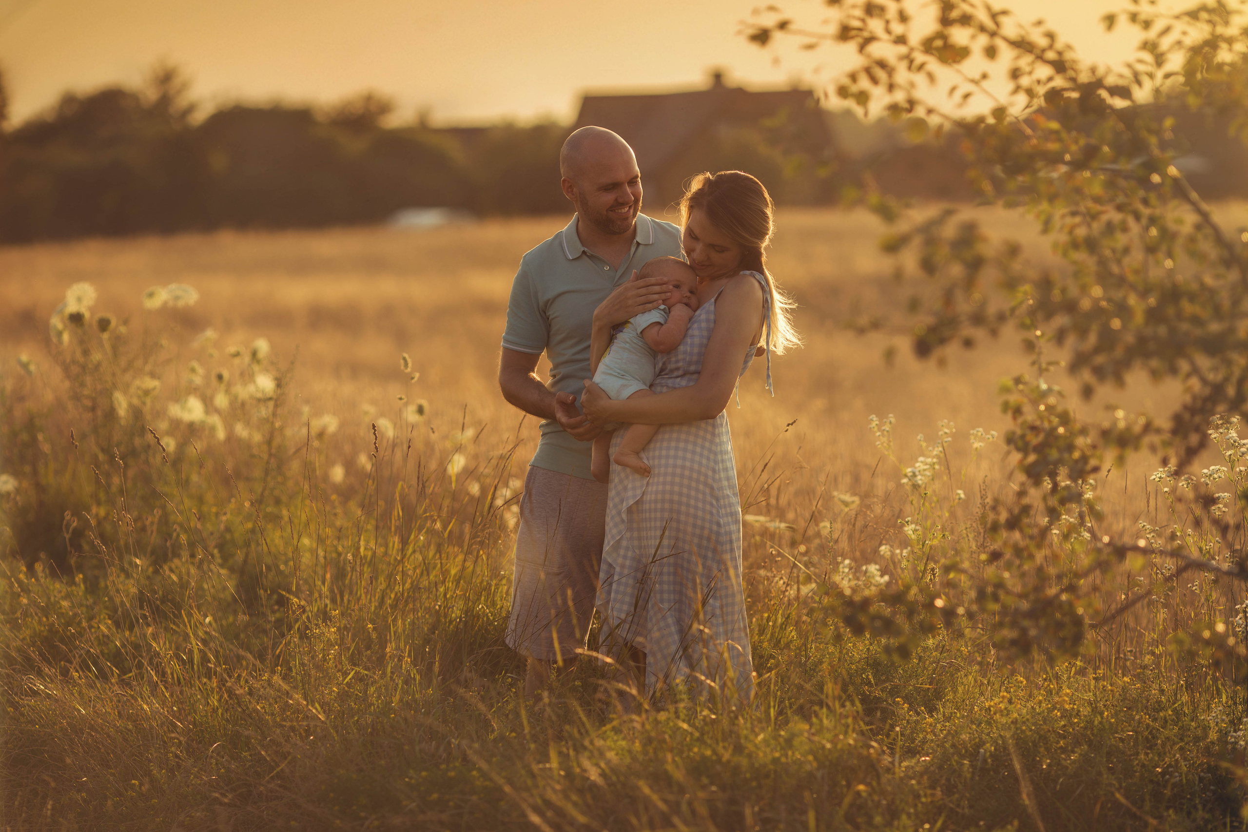 Sunset in the field. Family photographer in Vilnuis Svetlana Naumova
