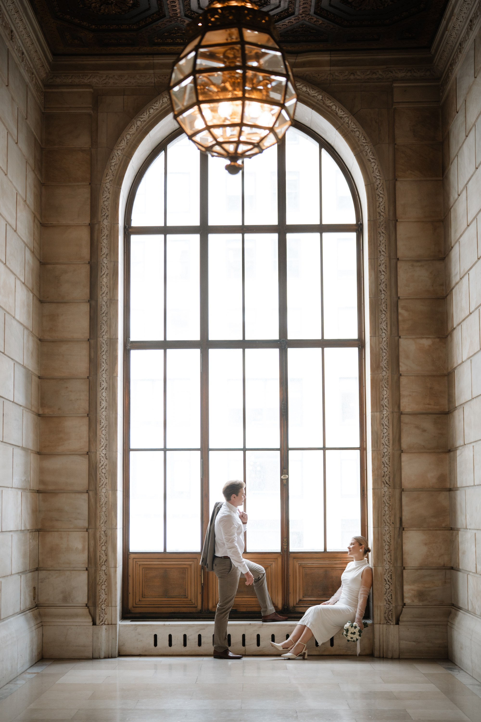 Wedding photo session at the Public Library NY. Portrait and wedding photographer in New York