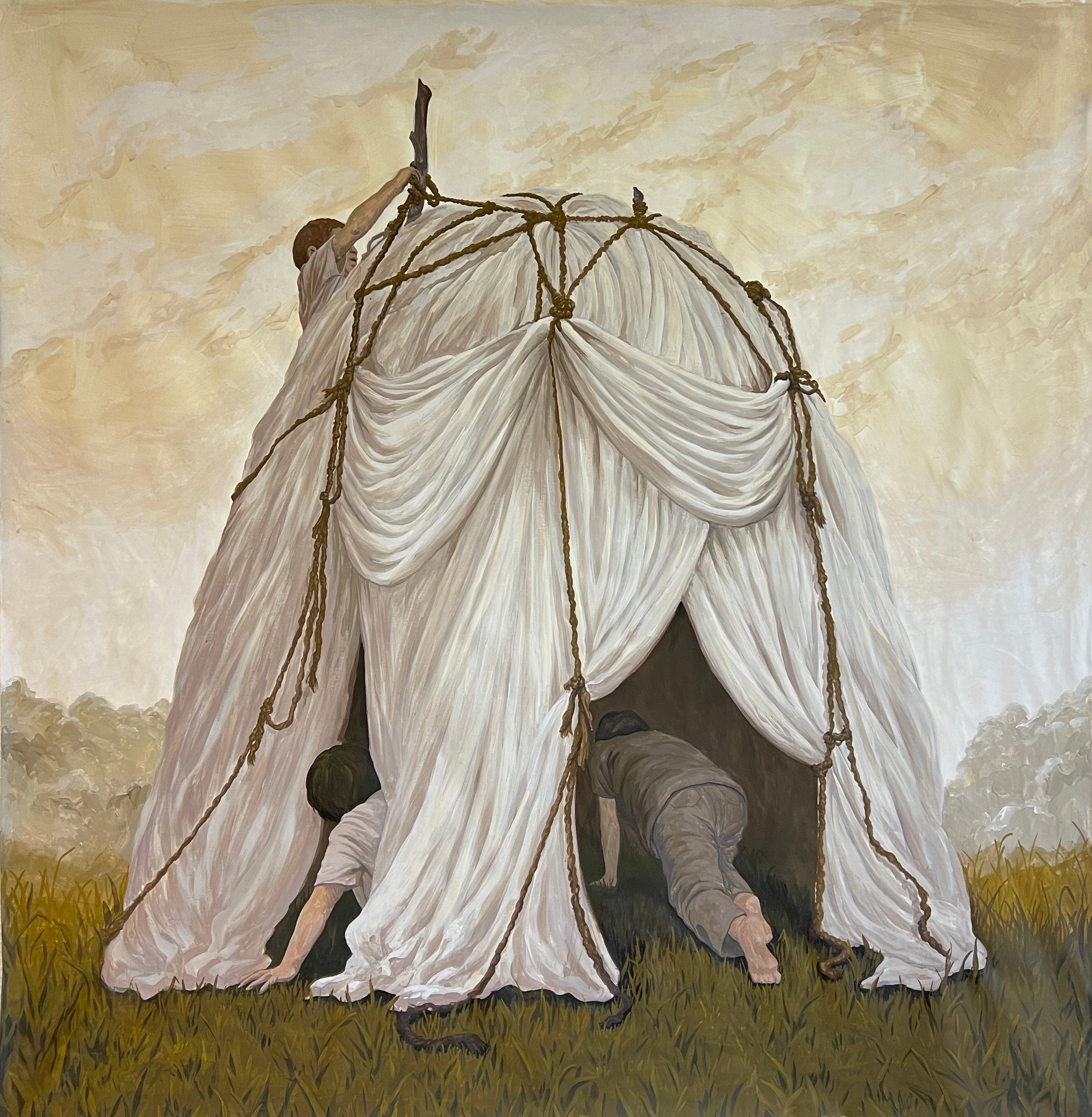 Still becoming-3. 2026, Gouache sur toile,155x155cm