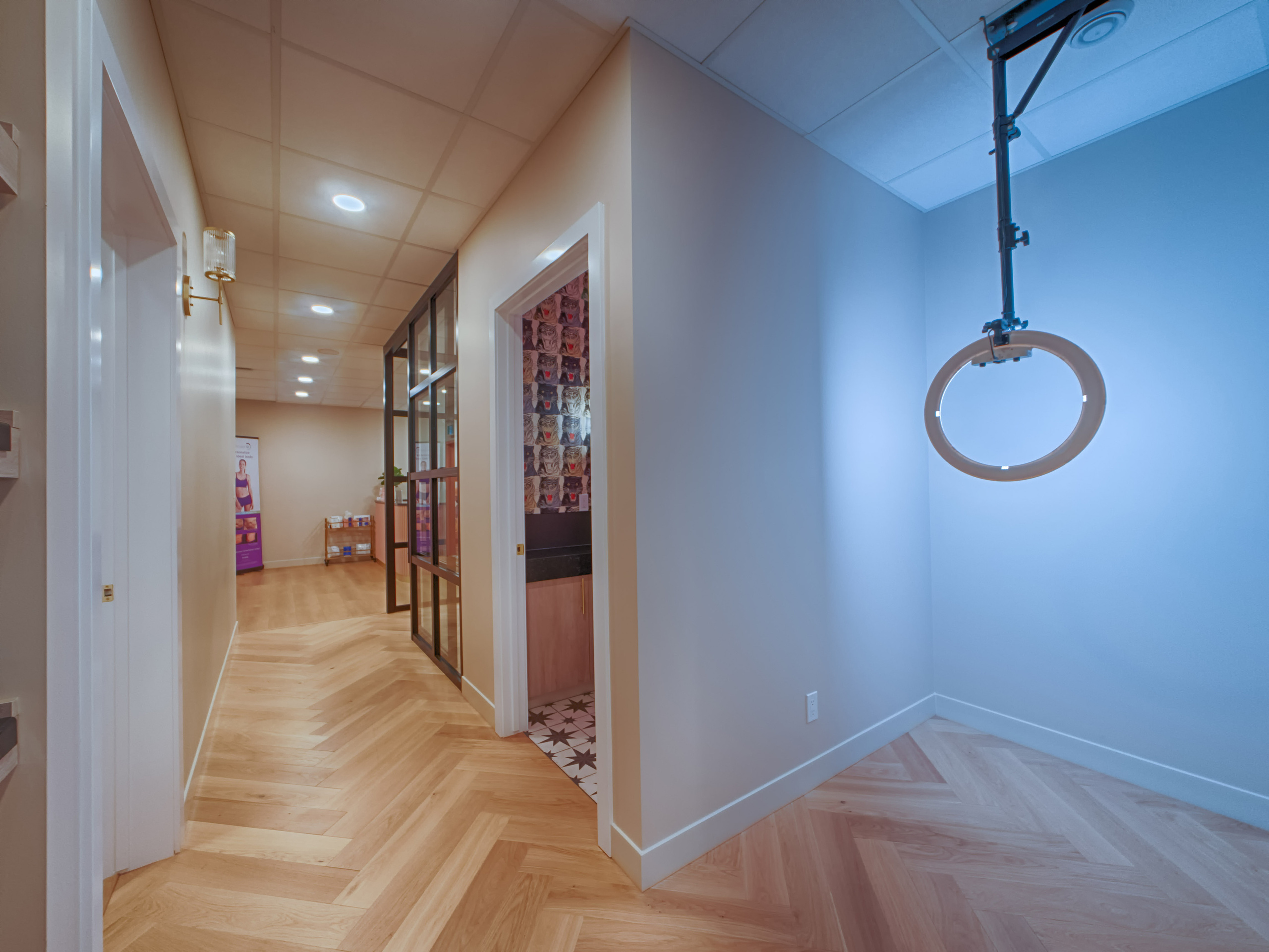 Spacious and elegant skincare treatment room