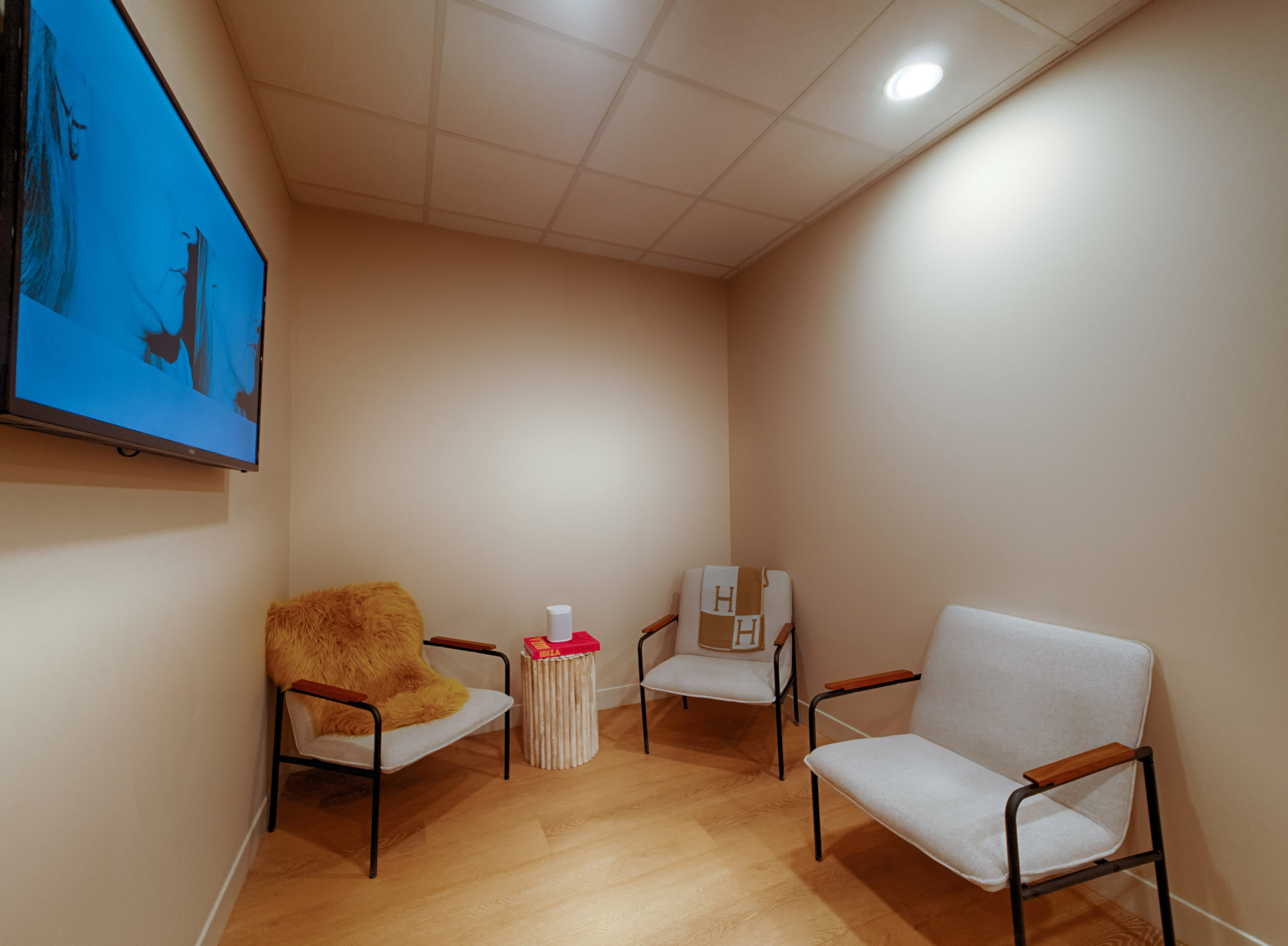 Spacious and elegant skincare treatment room