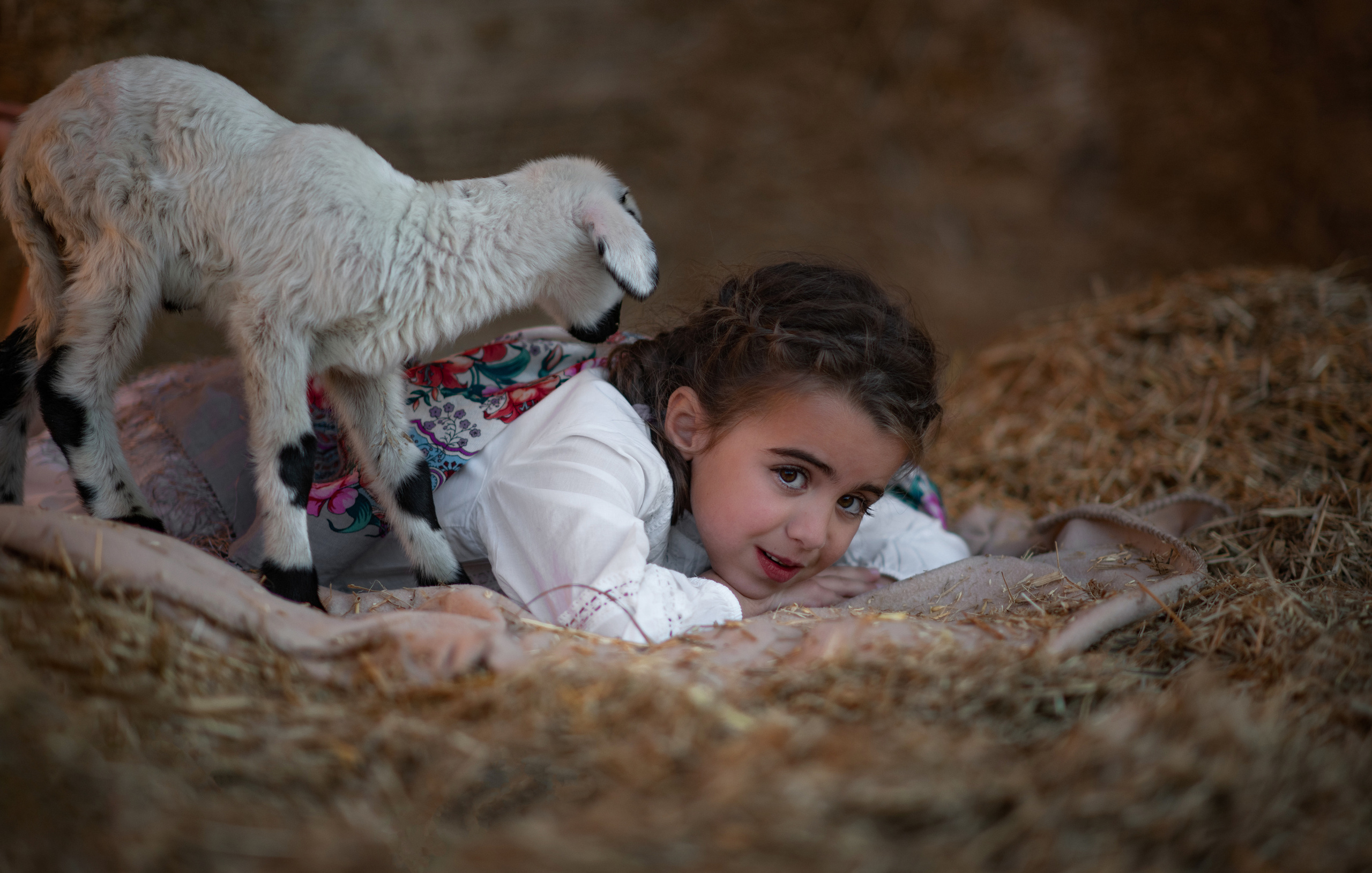 Сестрички с овечкой. Фотограф на Кипре