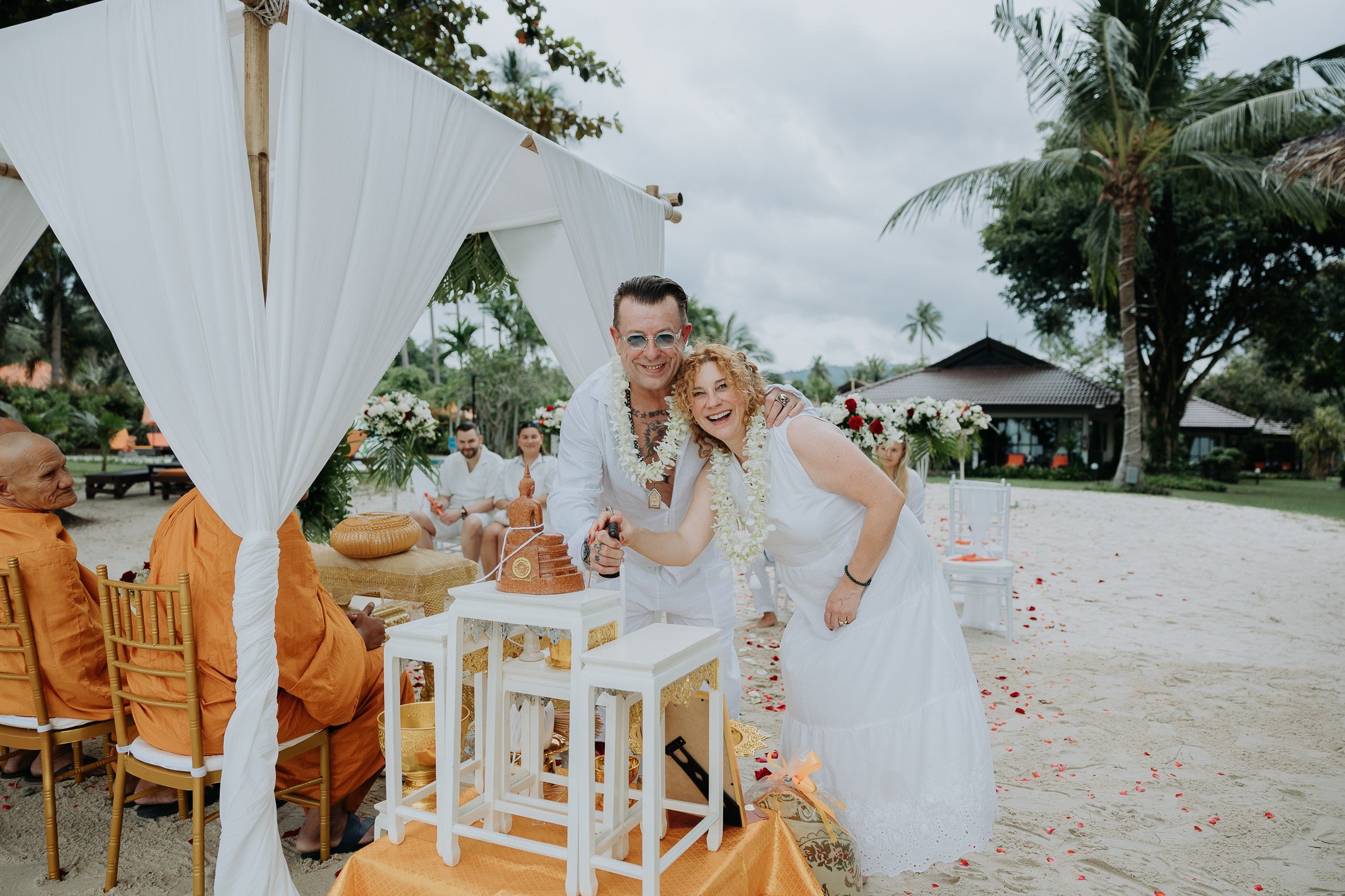 Simone & Matthias Peter. Buddhist blessing wedding Ceremony on Koh Samui, Thailand