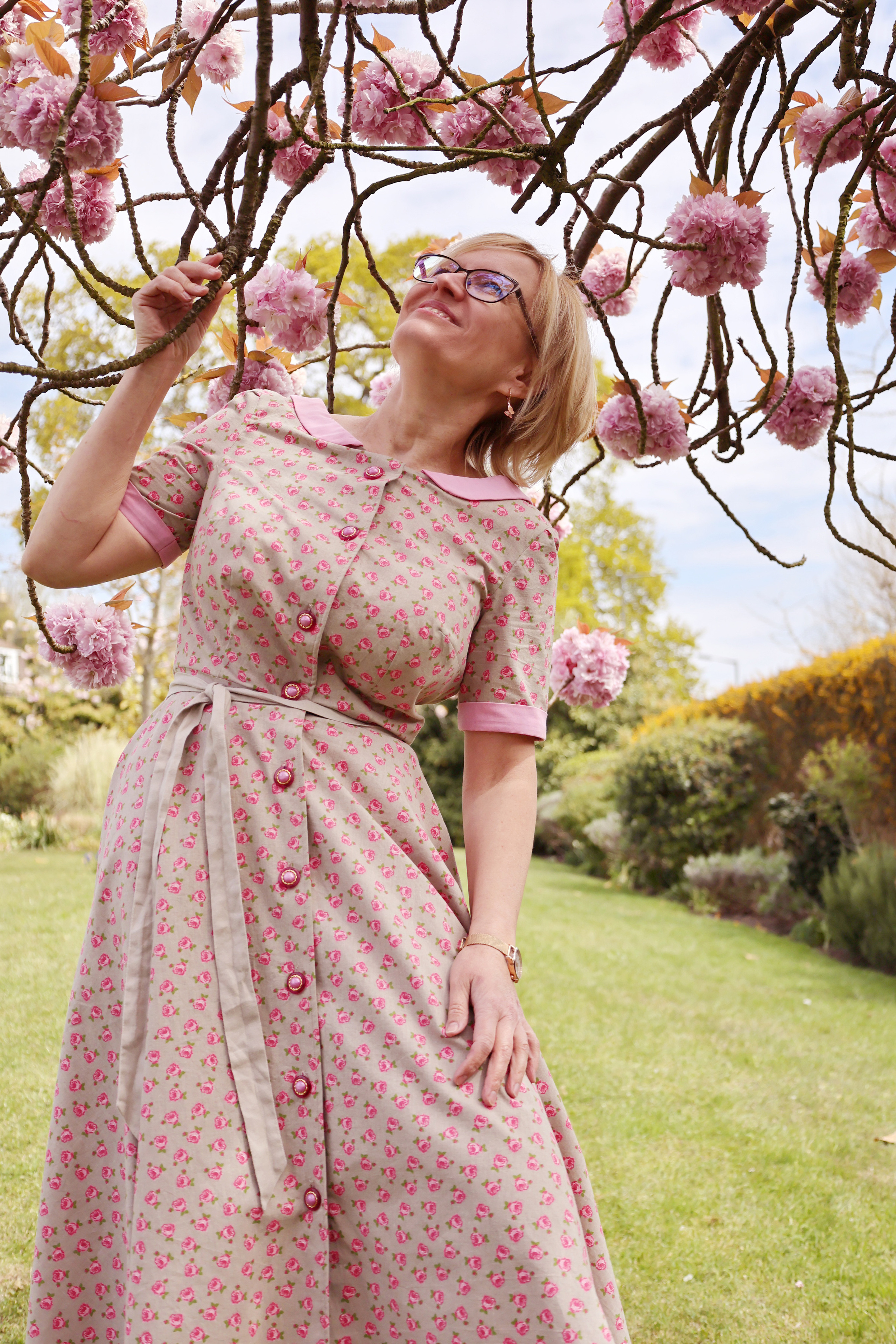 Afternoon in pink, cherry blossoms in Wimbledon London. Couples and portraits photographer Wimbledon London