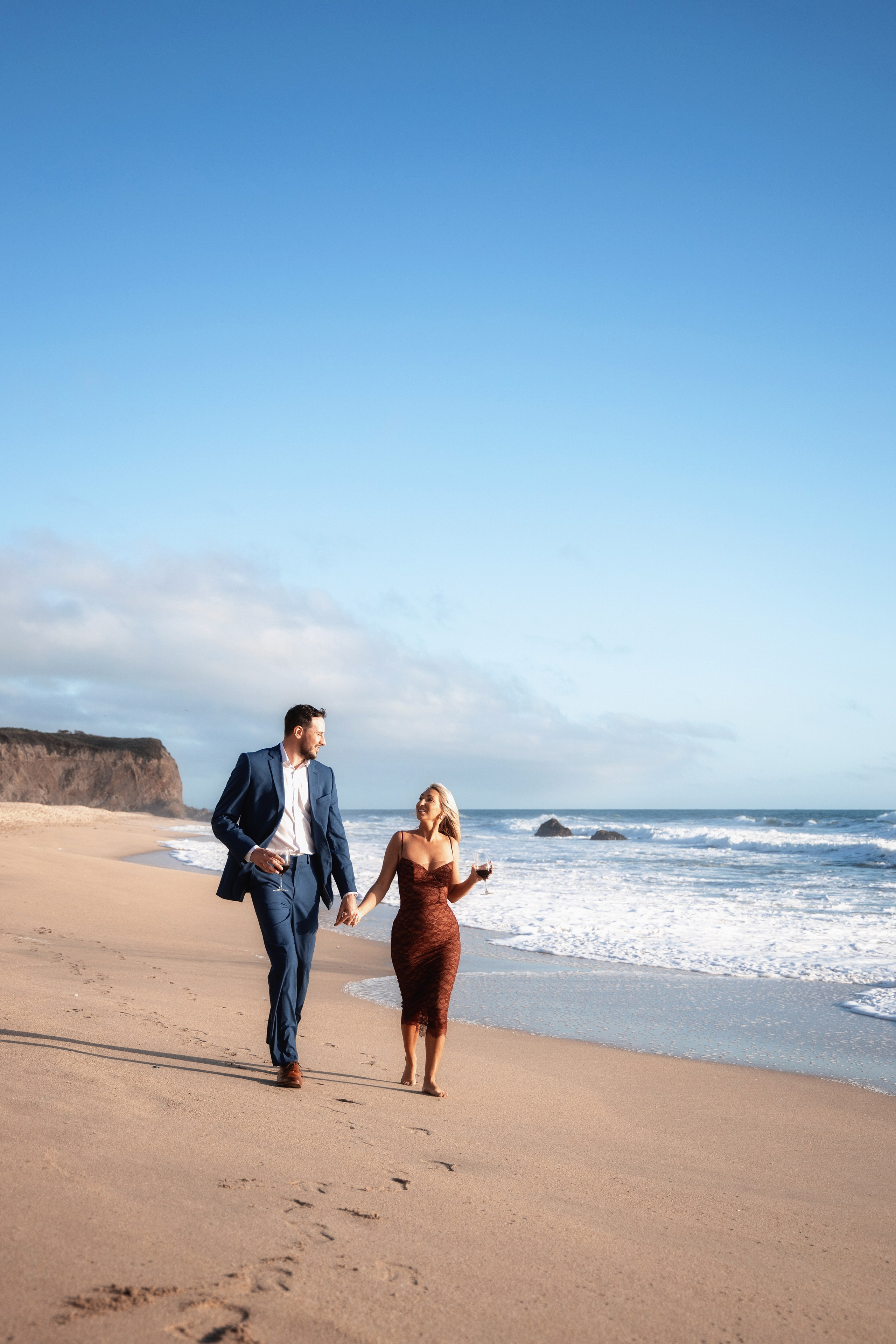 Romantic proposal photoshoot on a beach in the Bay Area