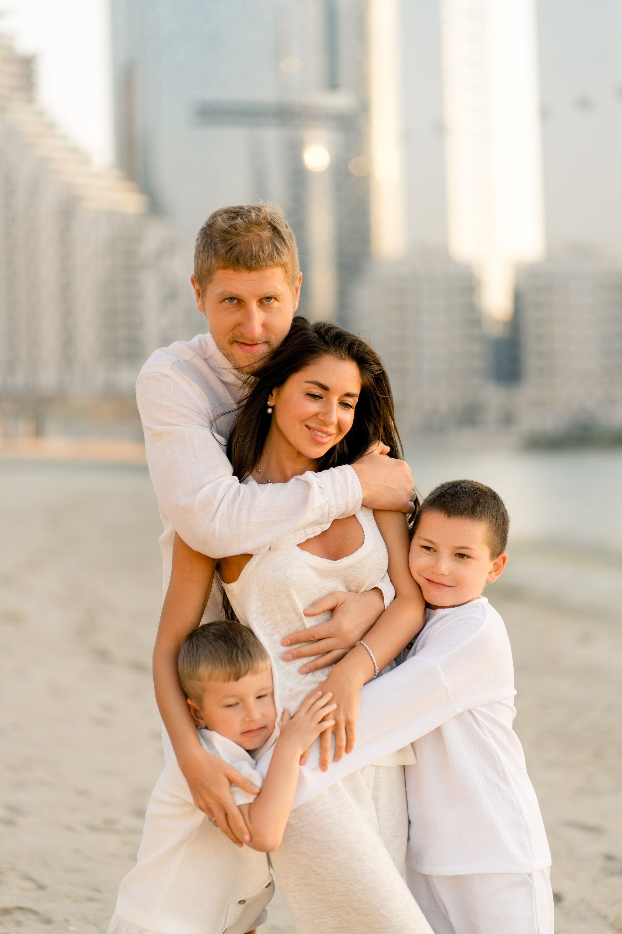 Happy family photoshoot at Reem Island Abu Dhabi near the promenade