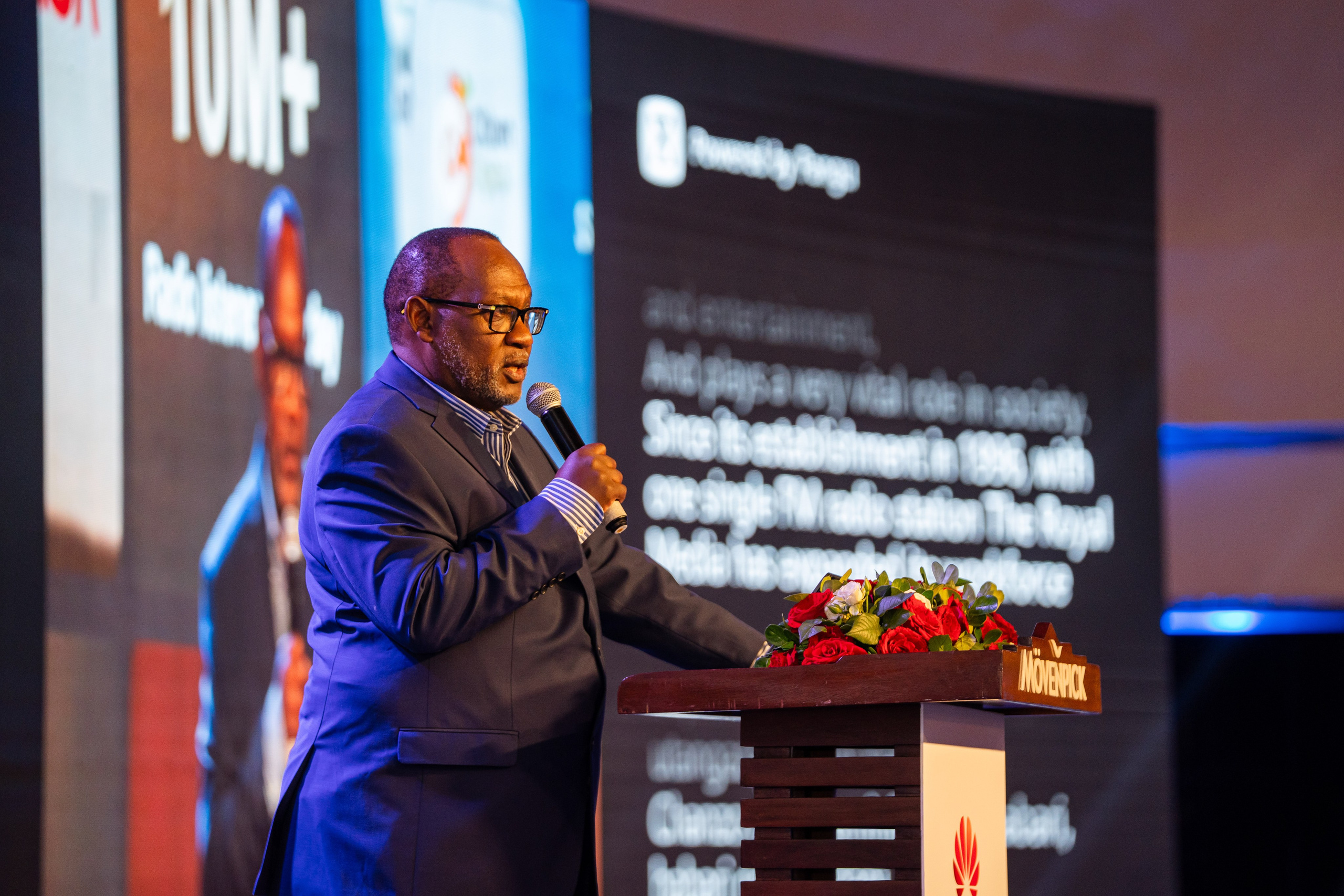 Royal Media CEO delivering keynote at Huawei Cloud Summit event held at Movenpick hotel in Nairobi