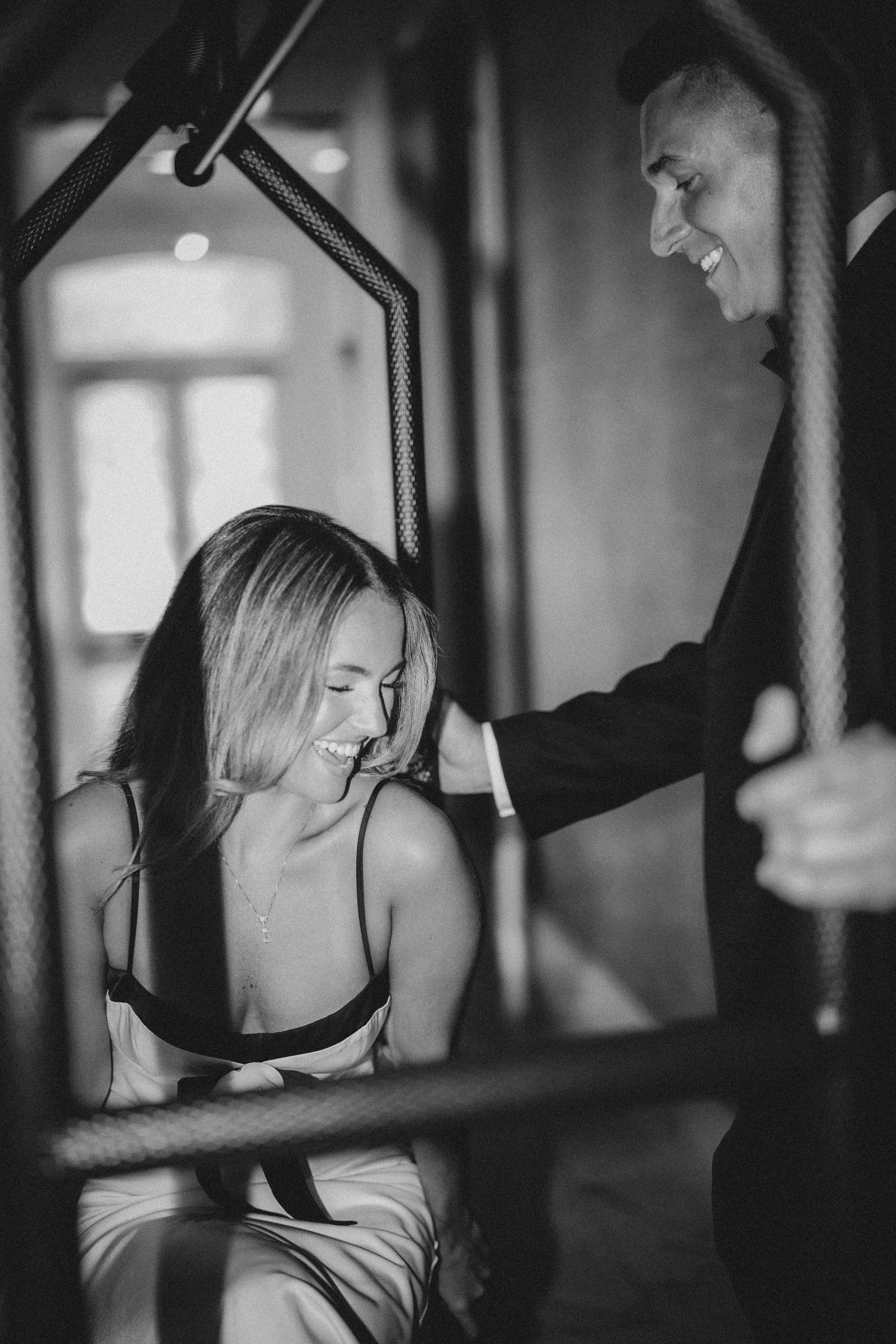 Engagement photo shoot at the hotel. Portrait and wedding photographer in New York