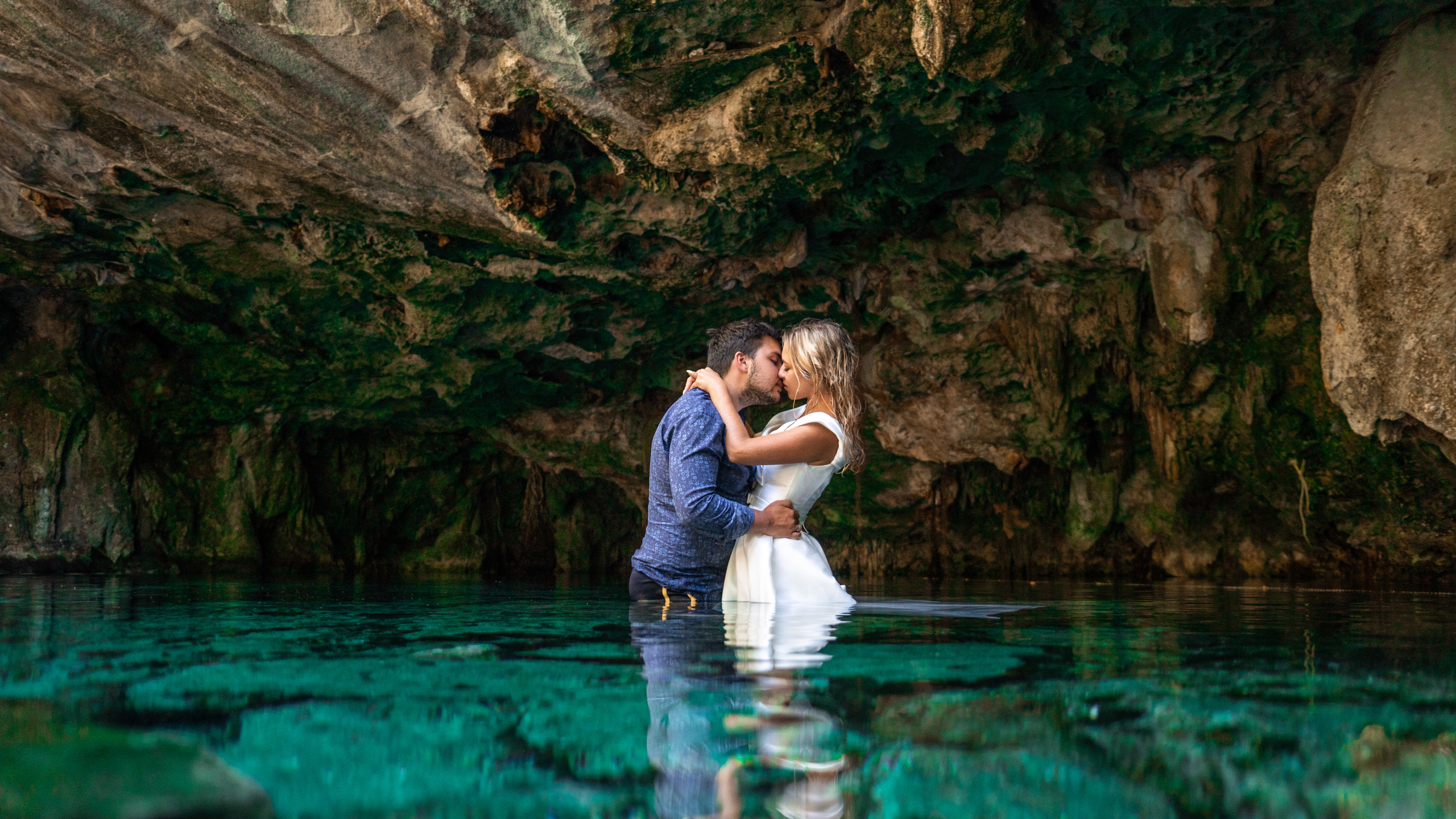 Jungle cave wedding portraits for adventurous couples