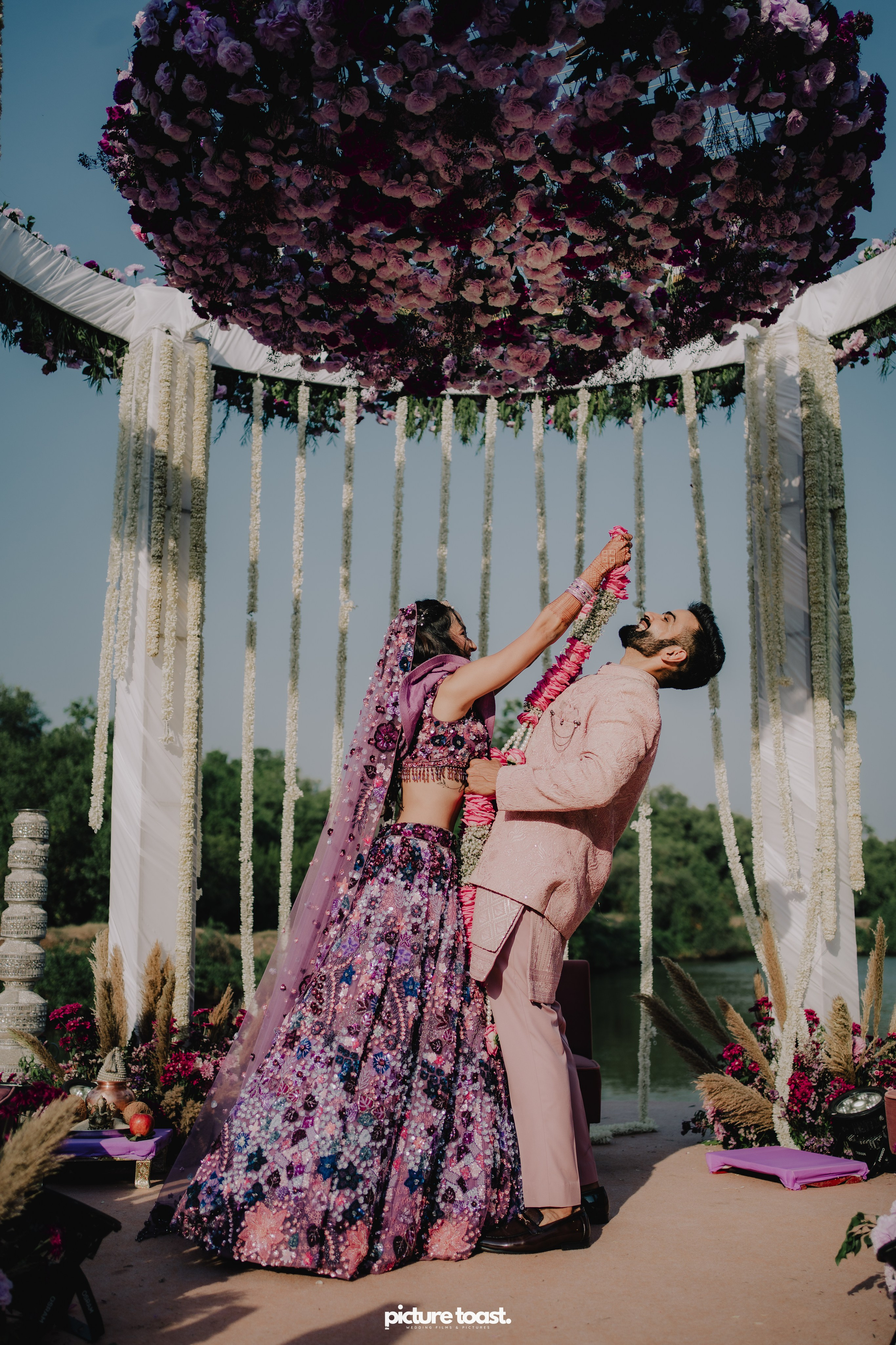 Varamala Ft. Barbie & Aneesh. Fine art Wedding Photographers in India & Canada
