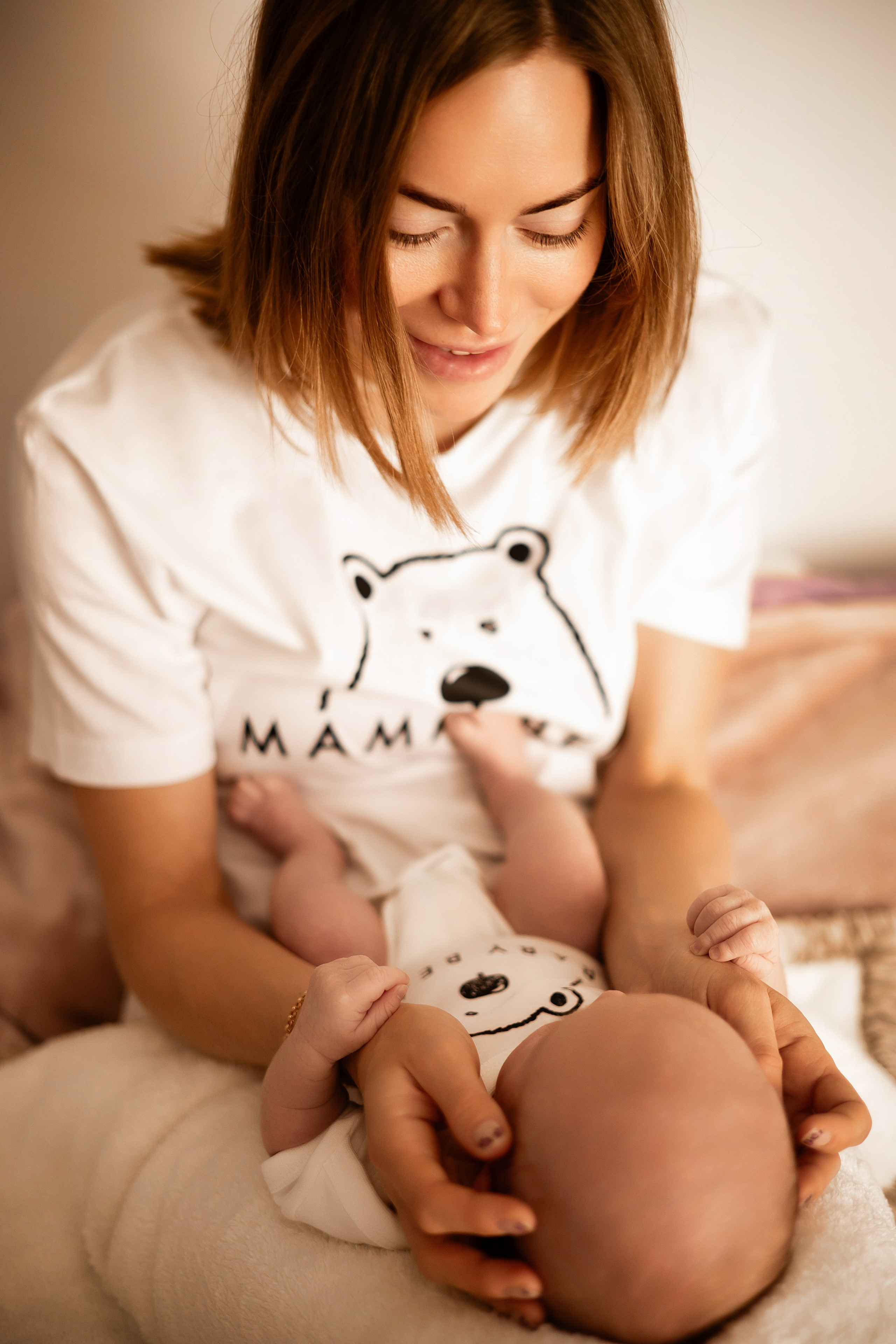 Newborn baby sleeping in a cozy home setting