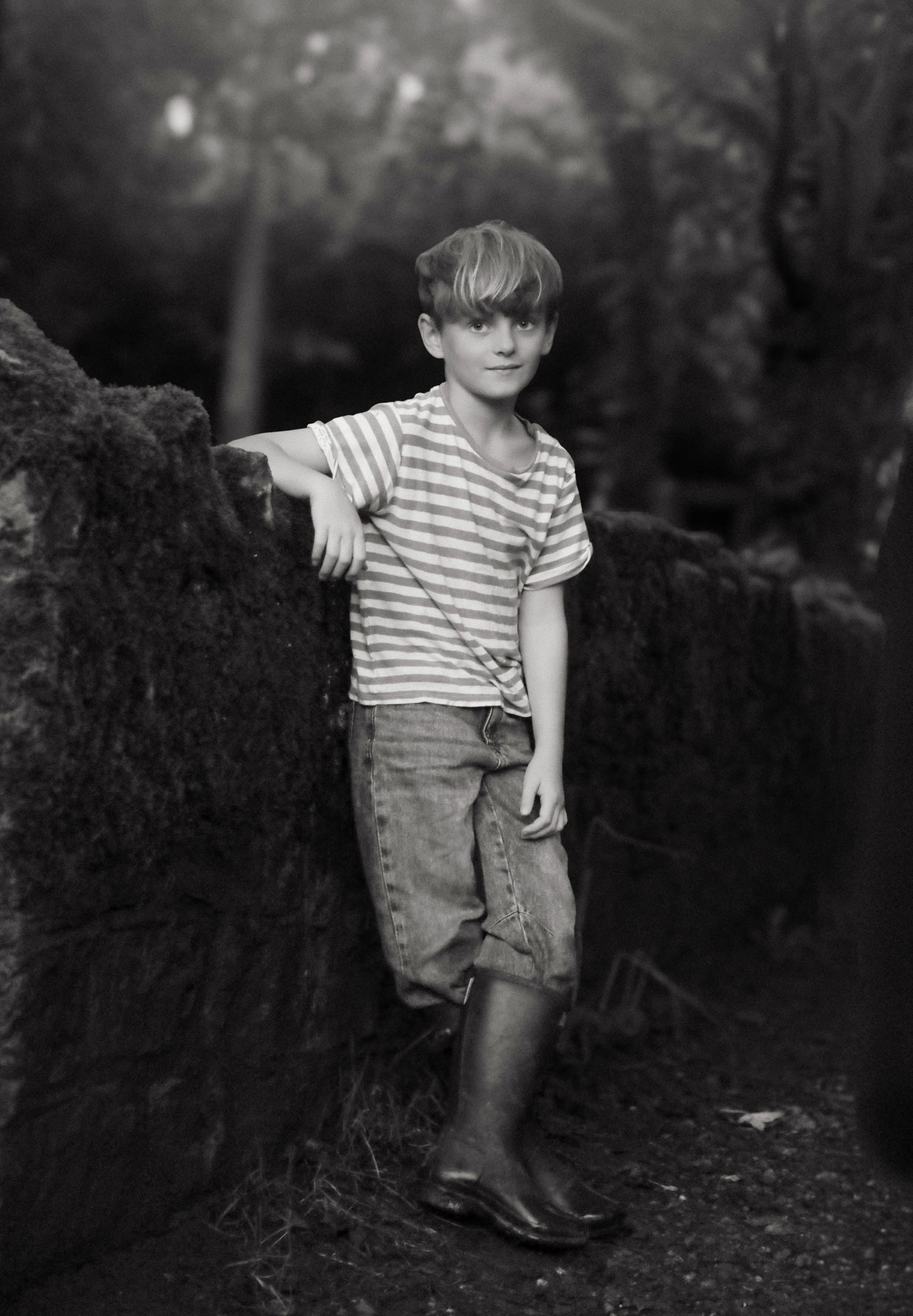 boy portrait outdoors, black and white, Kent
