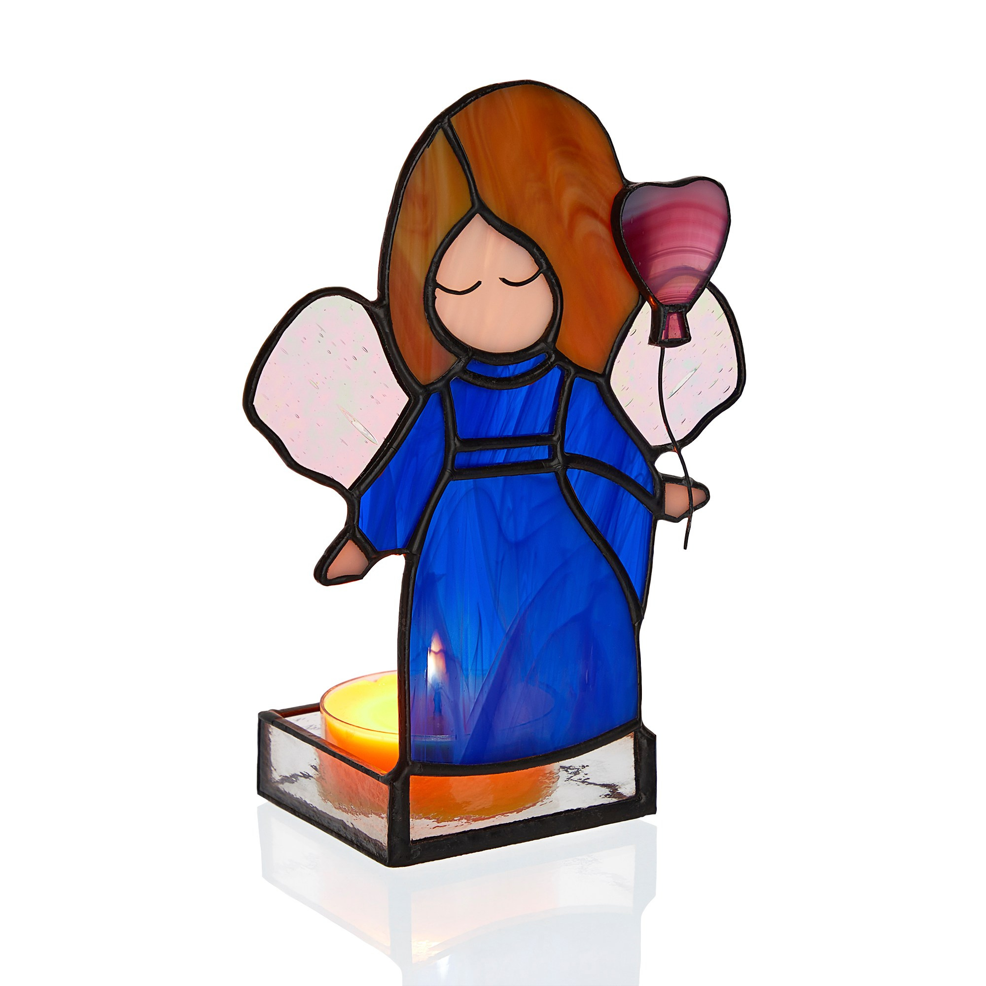 Photographer Roman Djuzev - Photograph of stained glass Angel on white background, stained glass artist Tatyana Velichkina.