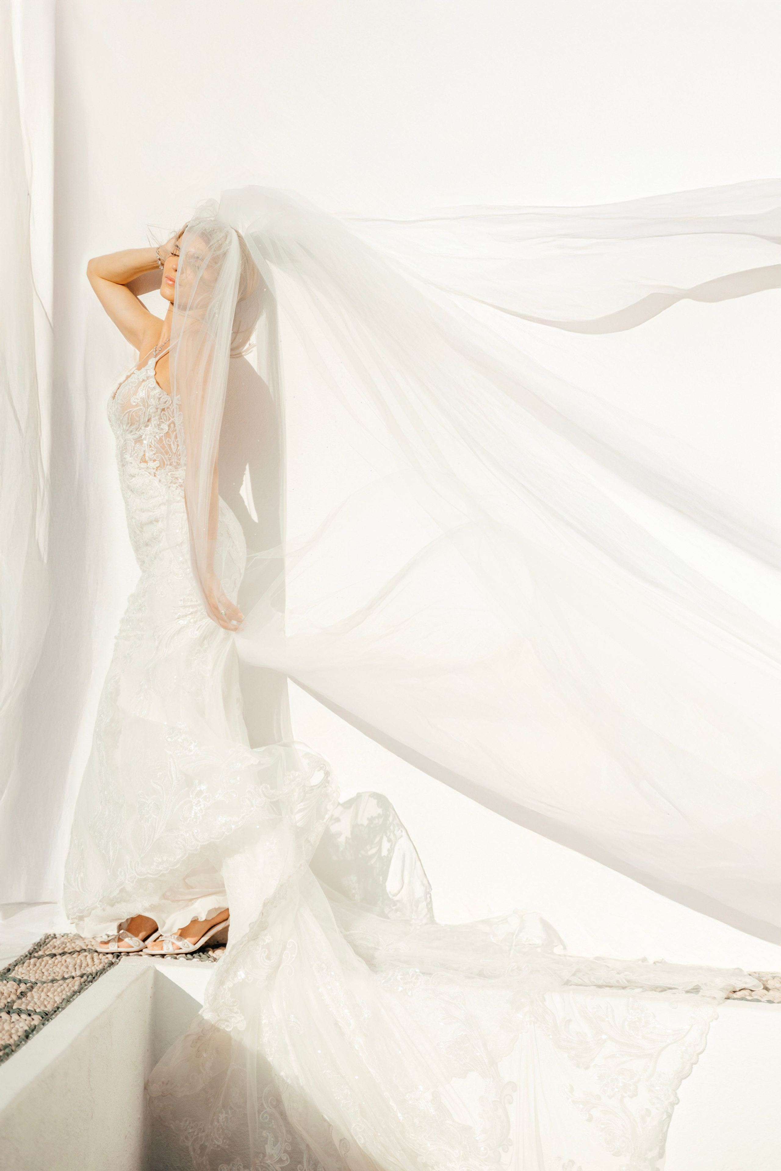 Bride's portrait in Lindos, Rhodes, Greece