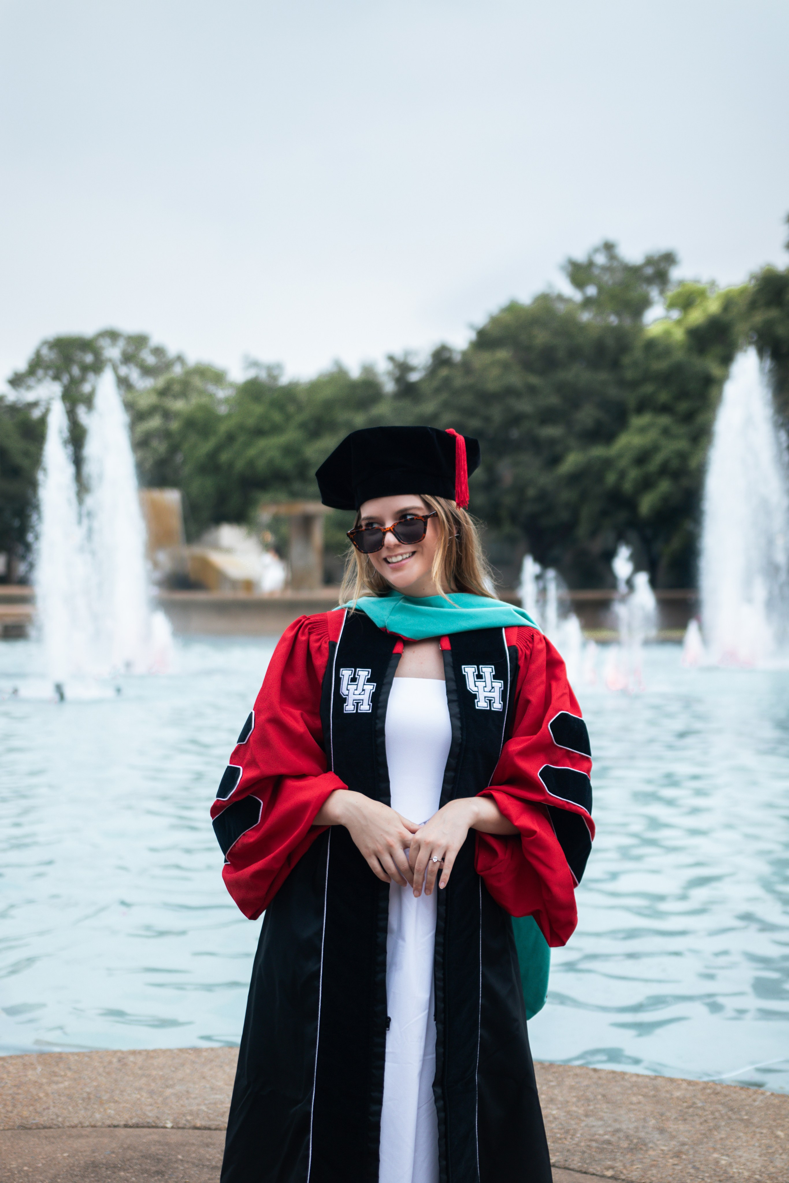 Group graduation photoshoot at the University of Houston